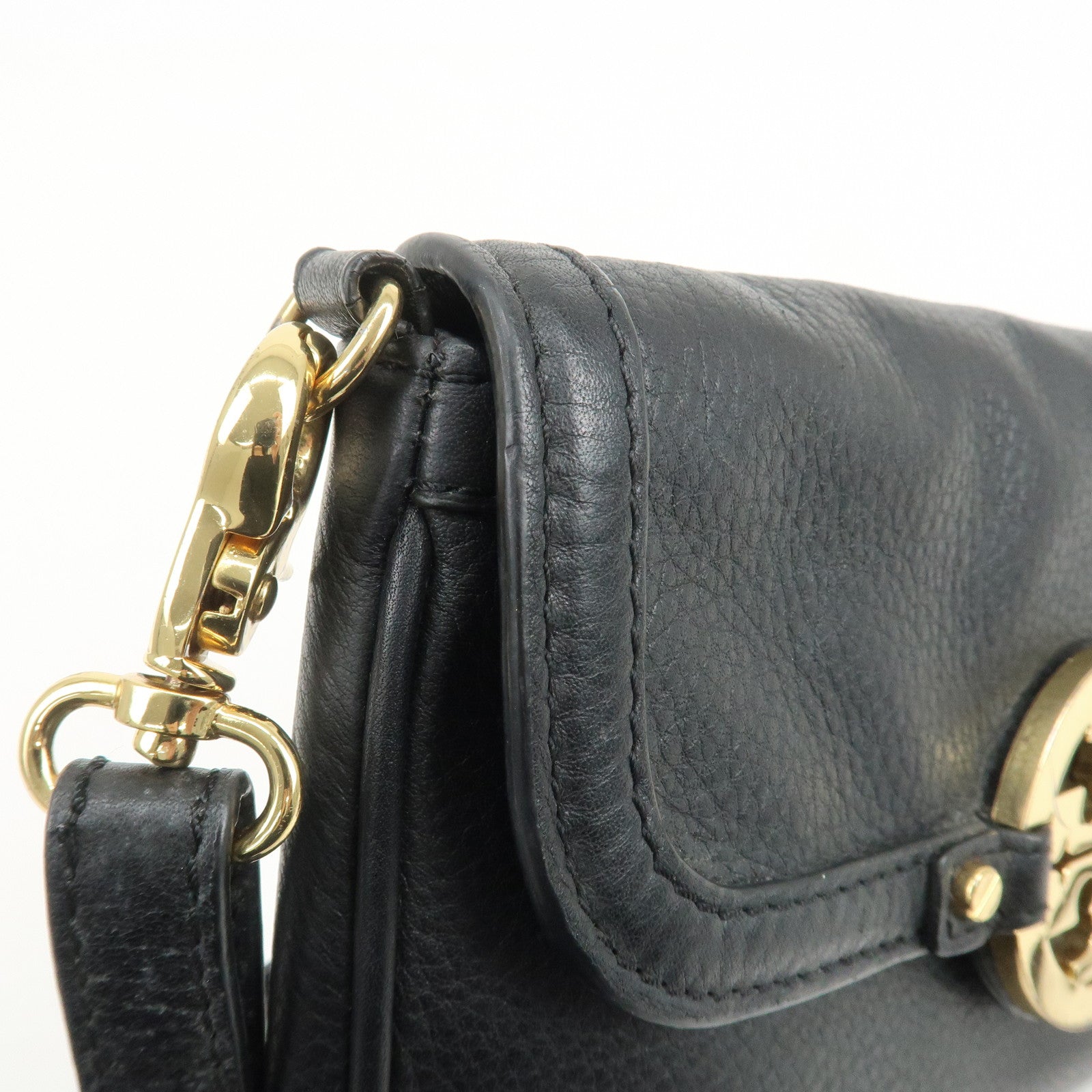 TORY BURCH Logo Leather Shoulder Bag Crossbody Bag Black