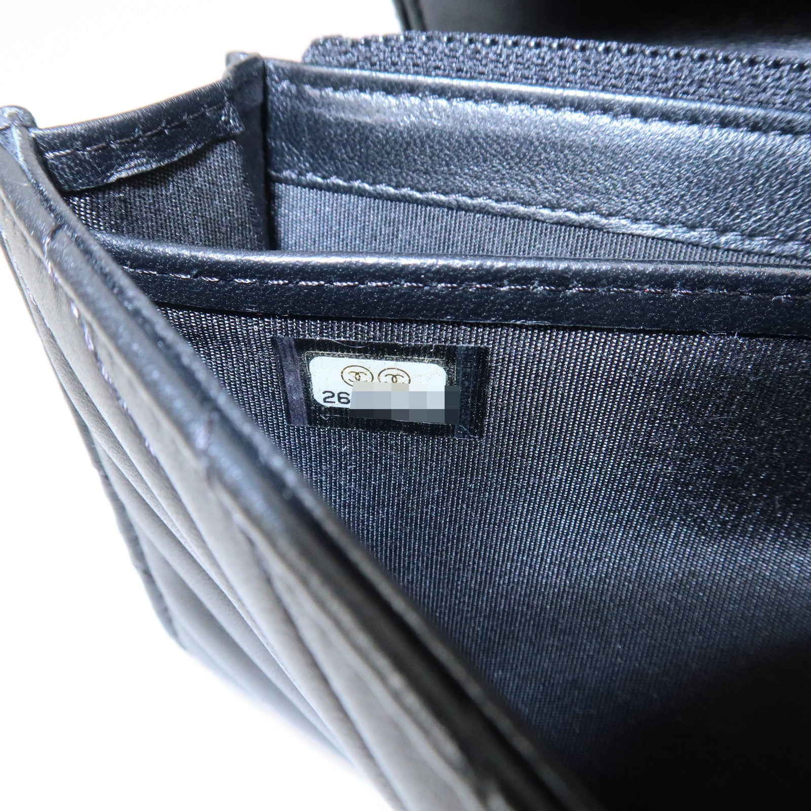 CHANEL COCO Mark V Stitch Leather Flap Long Wallet Black A81217