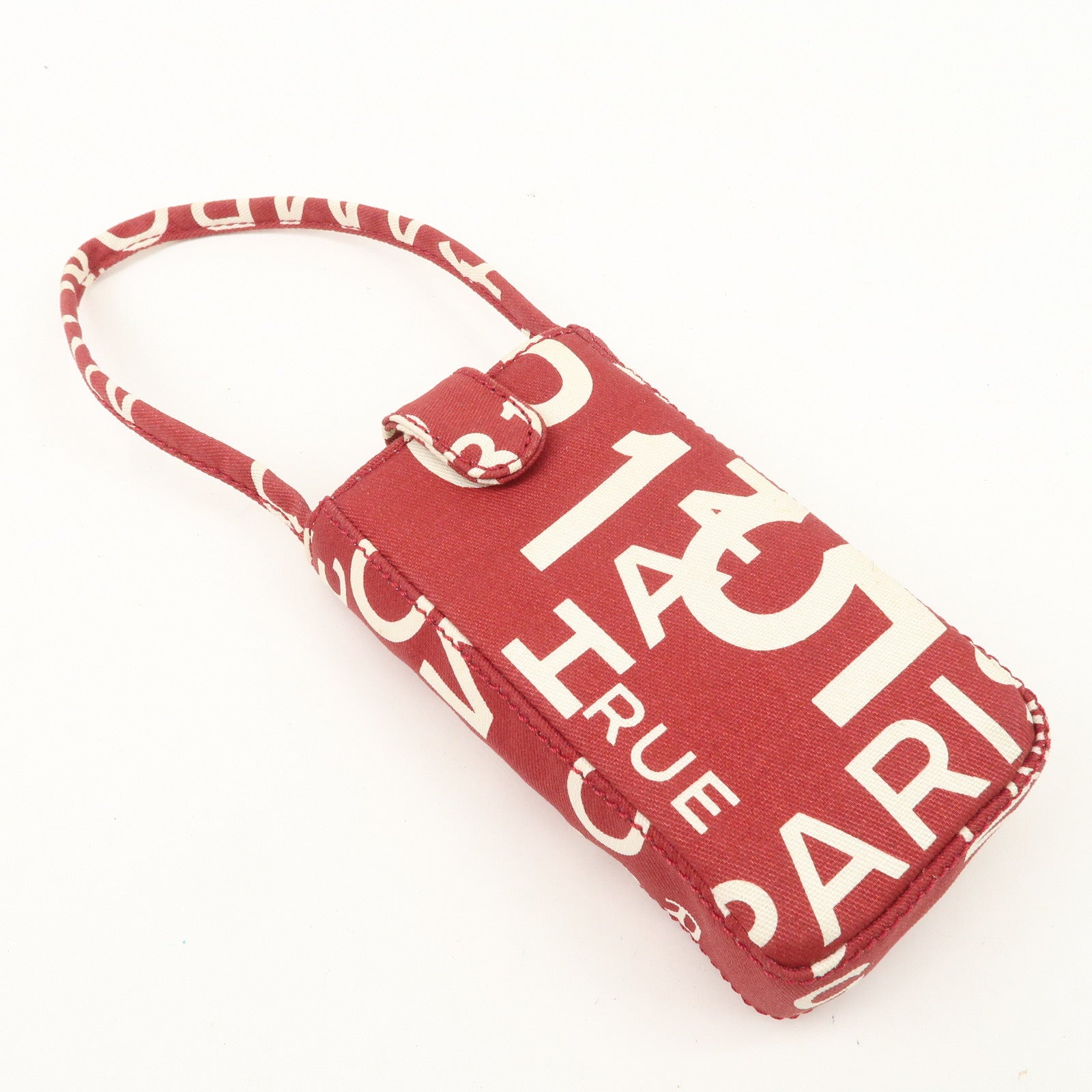 CHANEL By Sea Line Canvas Tote Bag Red Ivory A18302 Used