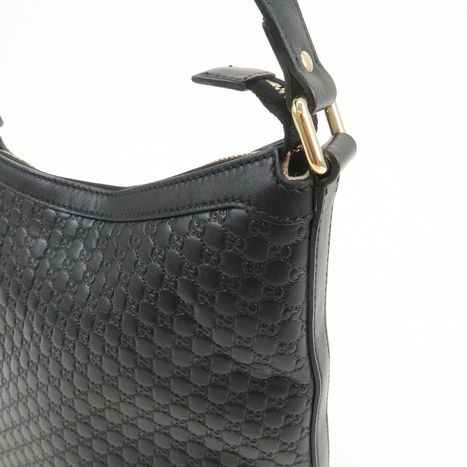 GUCCI Micro Guccissima Leather Shoulder Bag Hand Bag Black 449732
