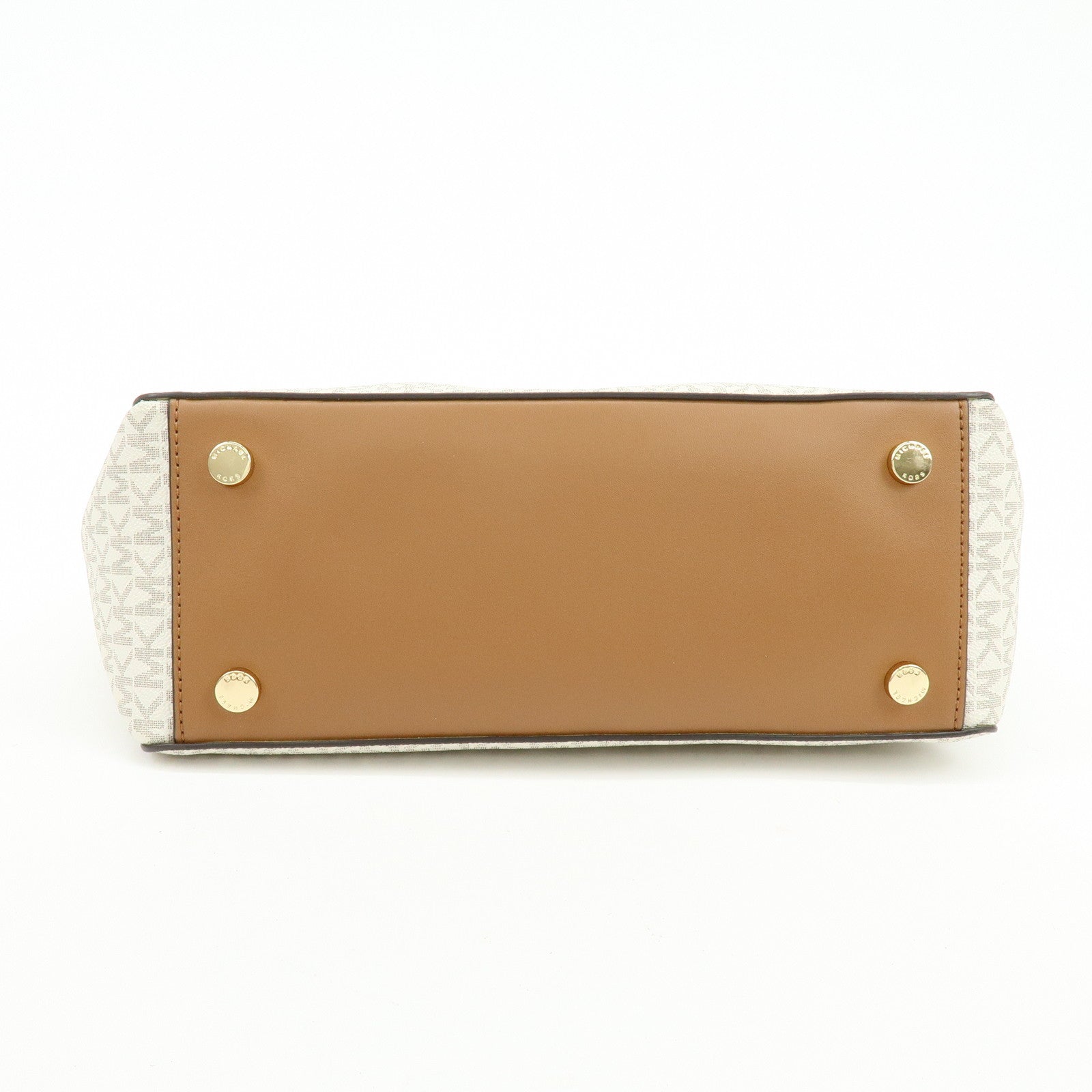 MICHAEL KORS MK Signature PVC Leather Shoulder Bag Ivory Brown