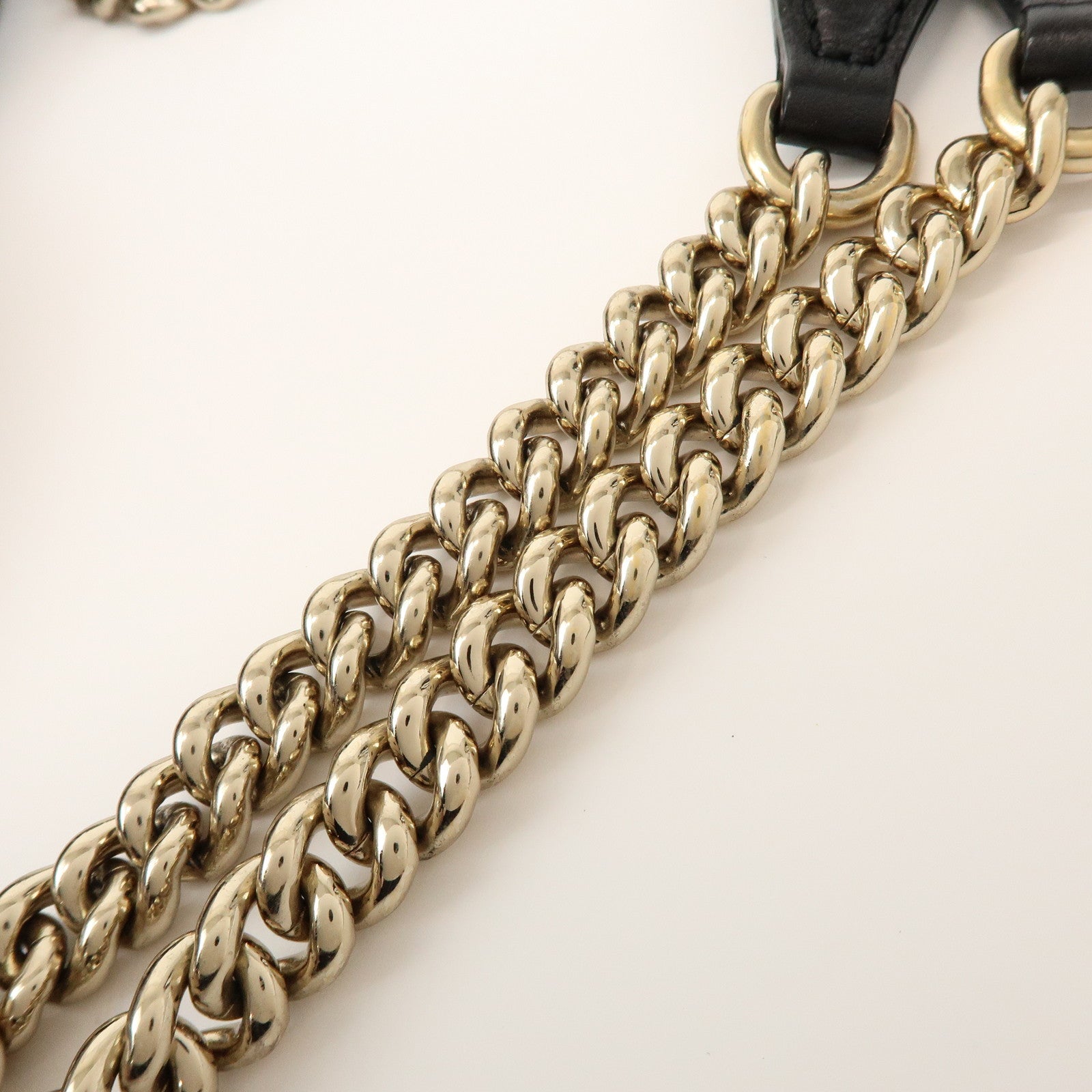 GUCCI SOHO Interlocking G Leather Chain Shoulder Bag Black 308982