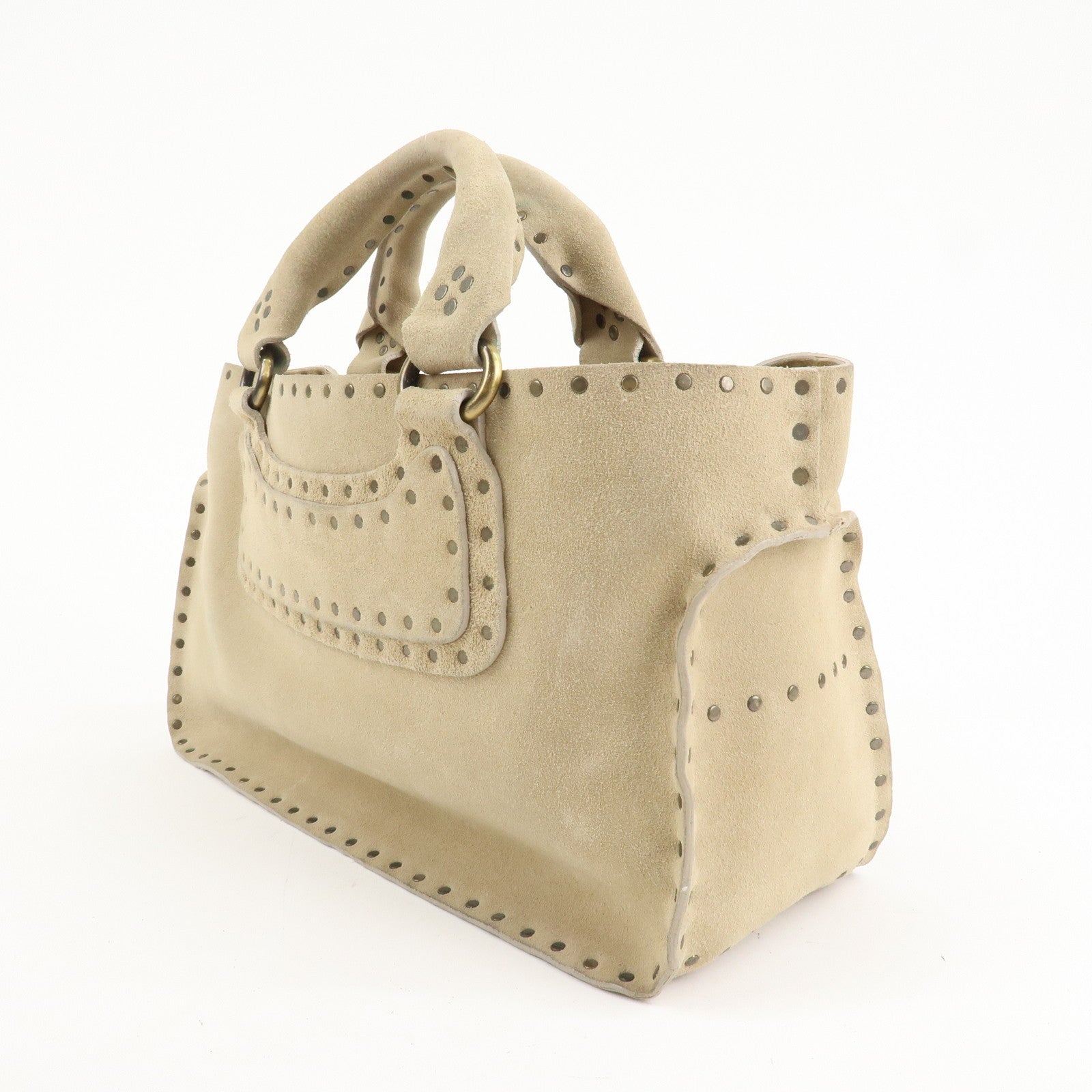 CELINE Suede Boogie Bag Hand Bag Tote Bag Ivory CE00/38 Used