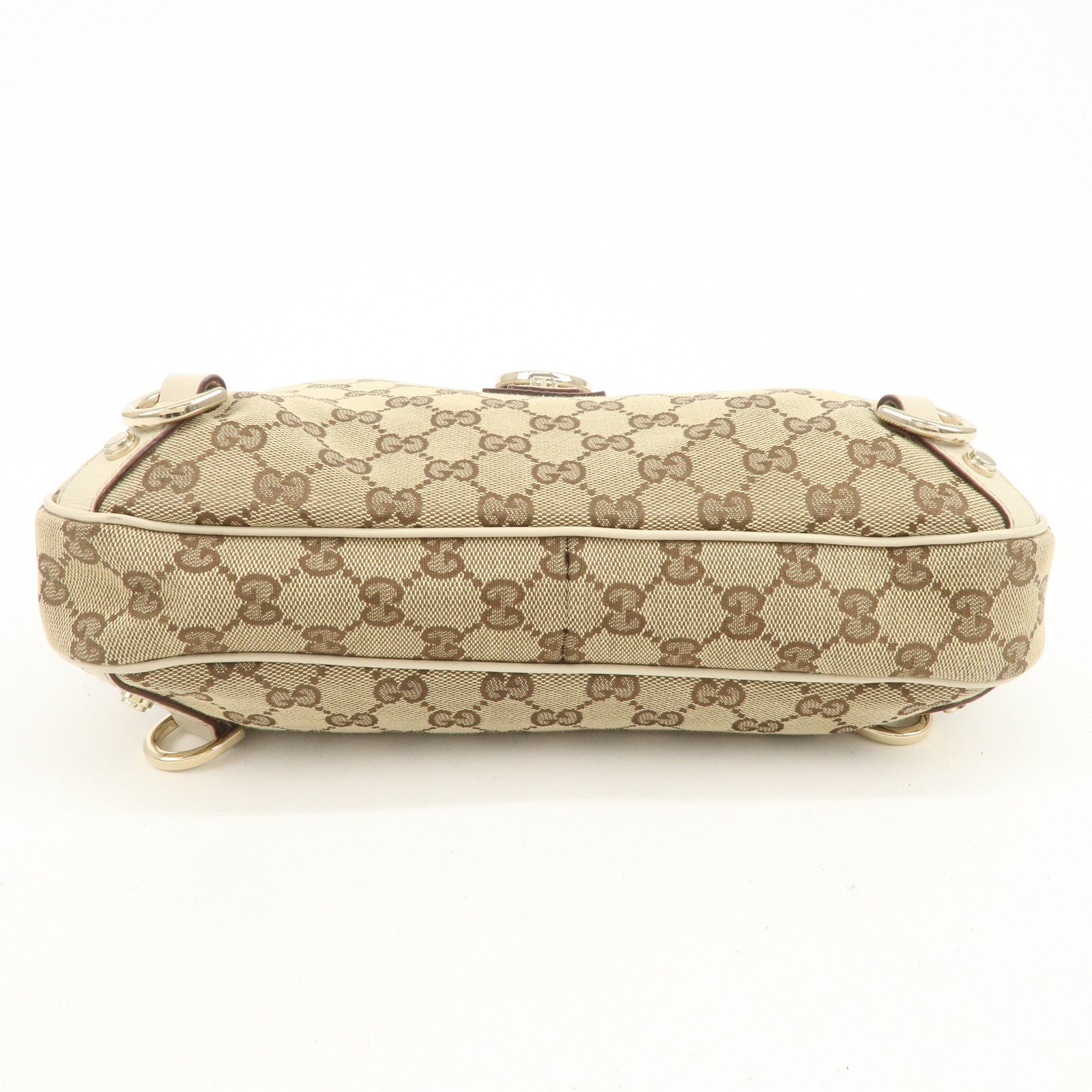GUCCI Abbey GG Canvas Leather Shoulder Bag Beige Ivory 130738