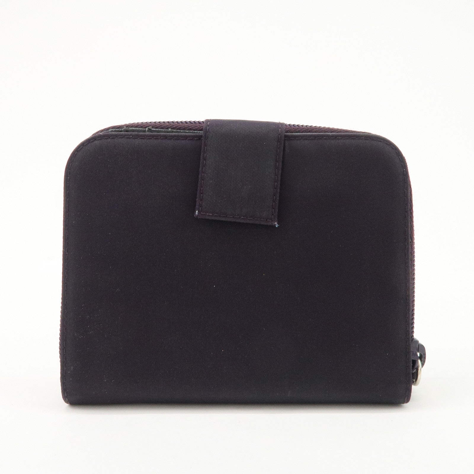 PRADA Nylon Bi-fold Round Zippy Compact Wallet Black
