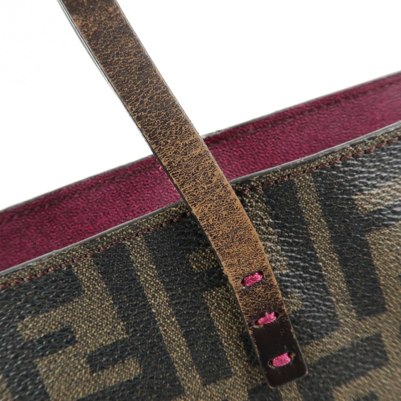 FENDI Zucca PVC Leather Tote Bag Shoulder Bag Brown Black 8BH198