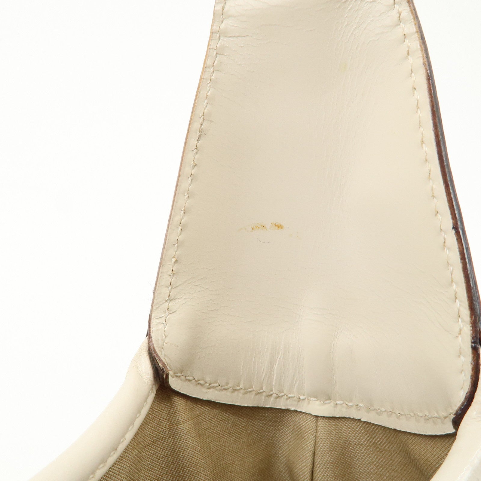 GUCCI Jackie GG Canvas Leather Shoulder Bag Beige White