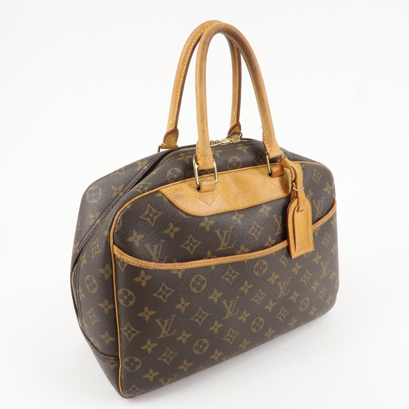 Louis Vuitton Monogram Deauville Hand Bag Brown M47270 Used