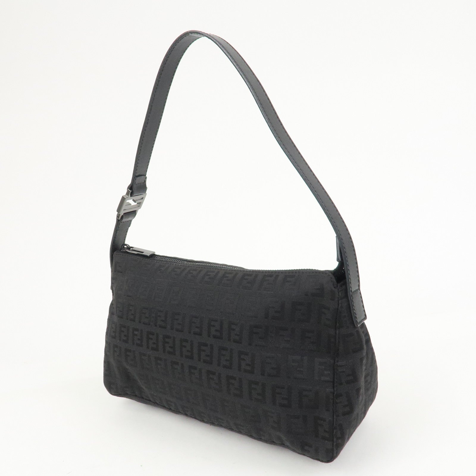 FENDI Zucchino Shoulder Bag Hand Bag Black 8BR444