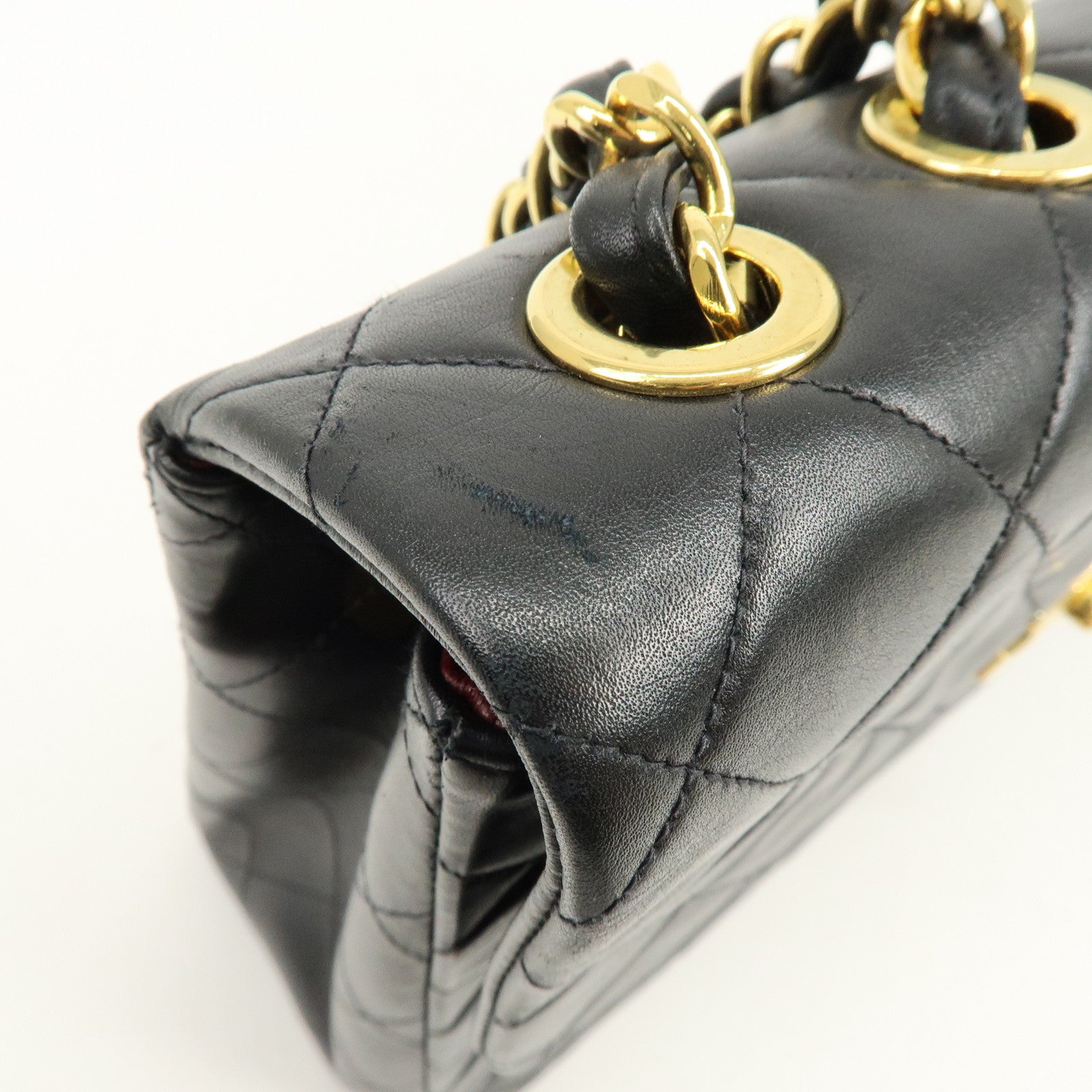 CHANEL Matelasse Lamb Skin Jumbo 34 Shoulder Bag Black A01436