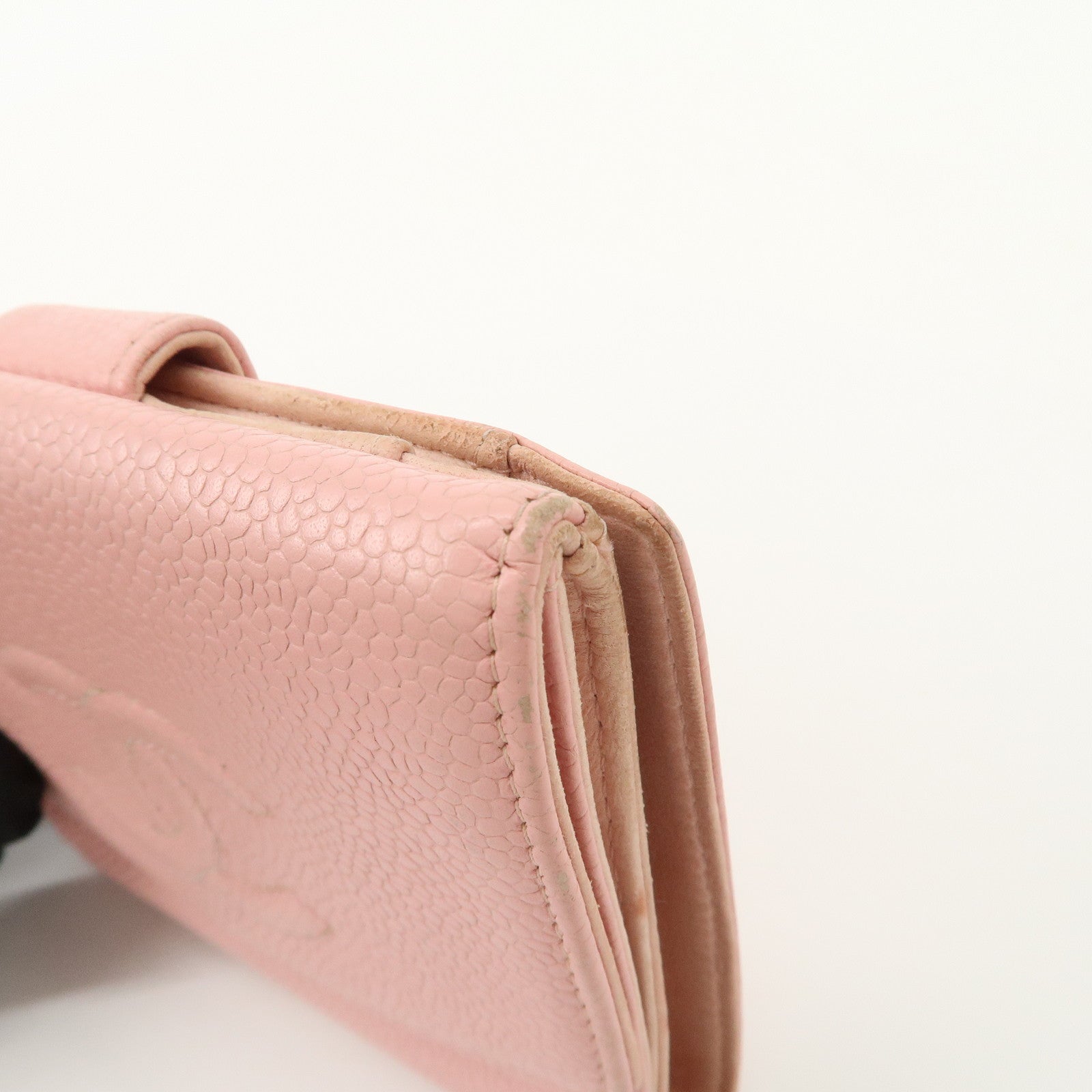 CHANEL COCO Mark Caviarskin Bi-fold Wallet Compact Wallet Pink