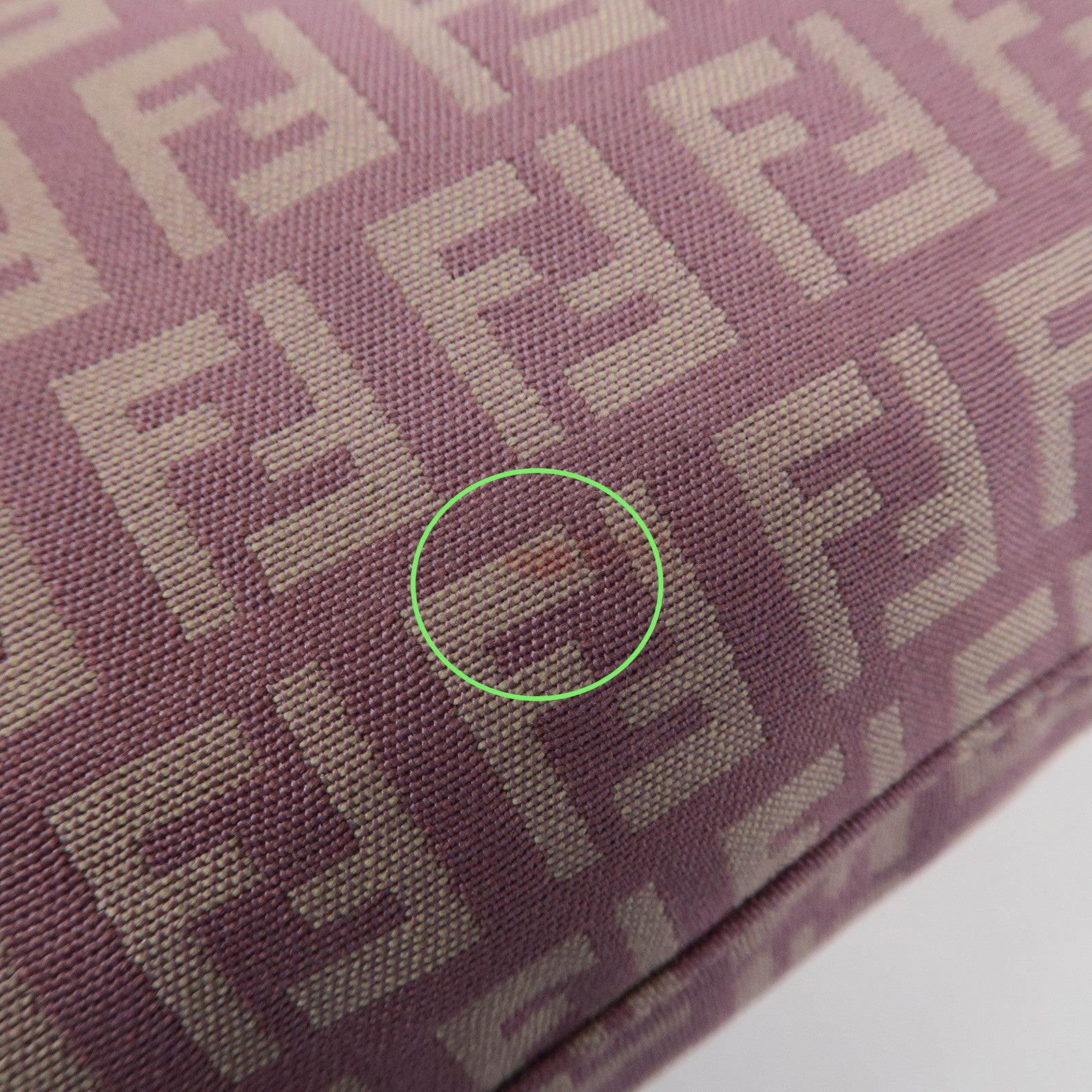 FENDI Zucchino Canvas Leather Shoulder Bag Pink 8BR267 Used