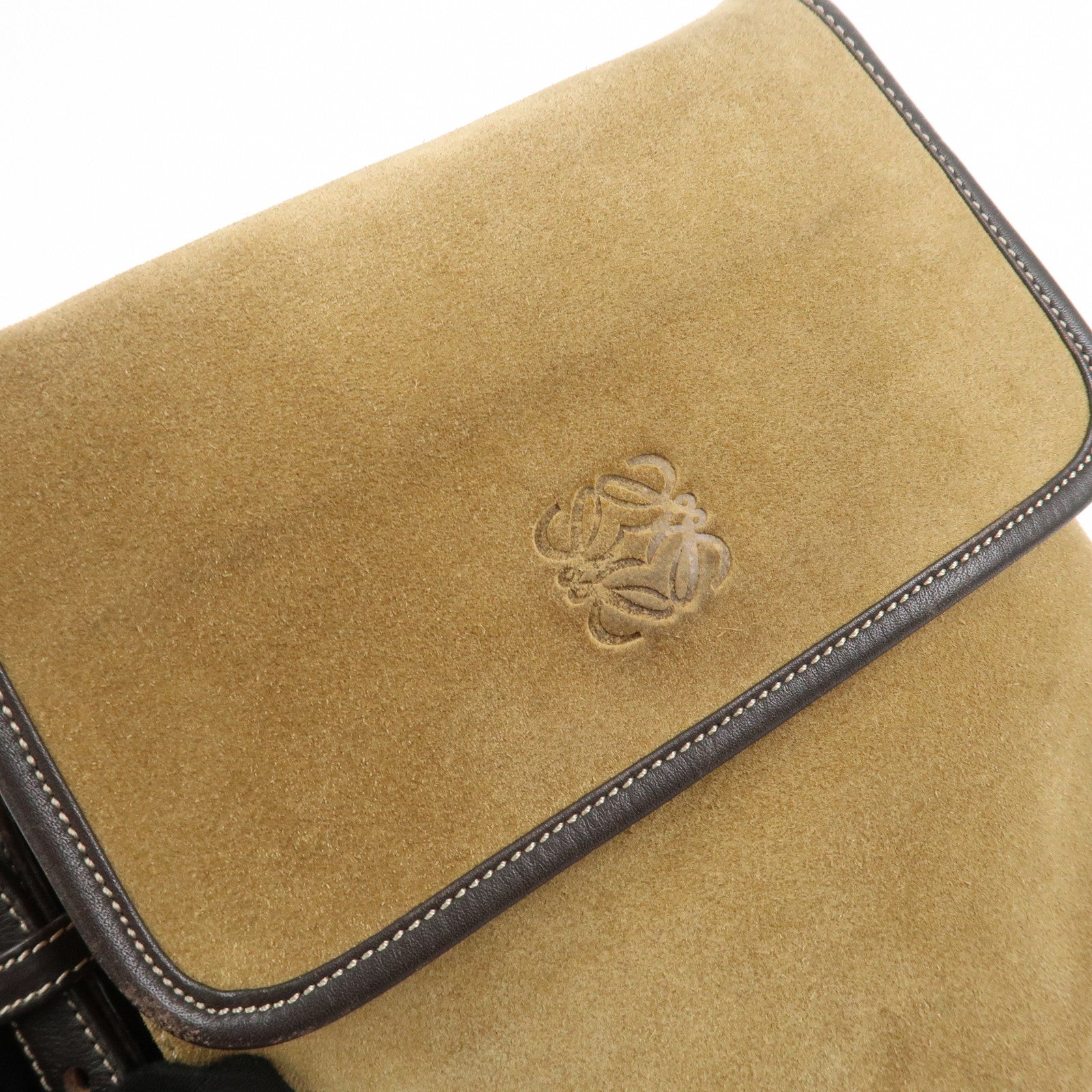LOEWE Anagram Suede Leather Shoulder Bag Crossbody Bag Brown