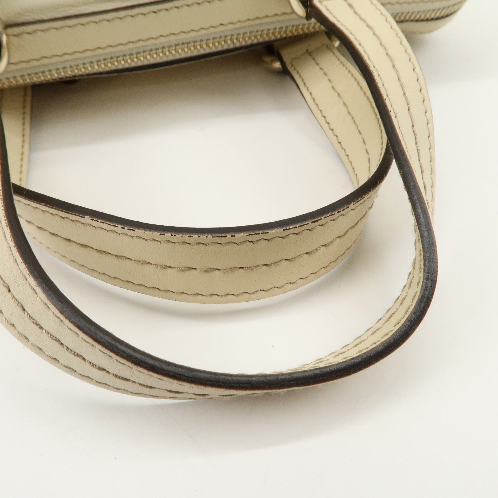 GUCCI Leather GG Crystal Hysteria Boston Bag Hand Bag Ecru 181485