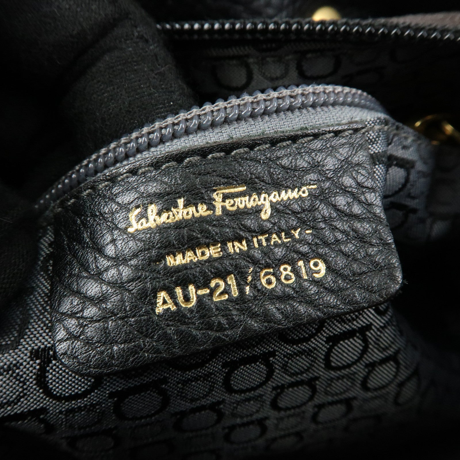 Ferragamo Gancini Suede Leather Shoulder Bag Hand Bag Black