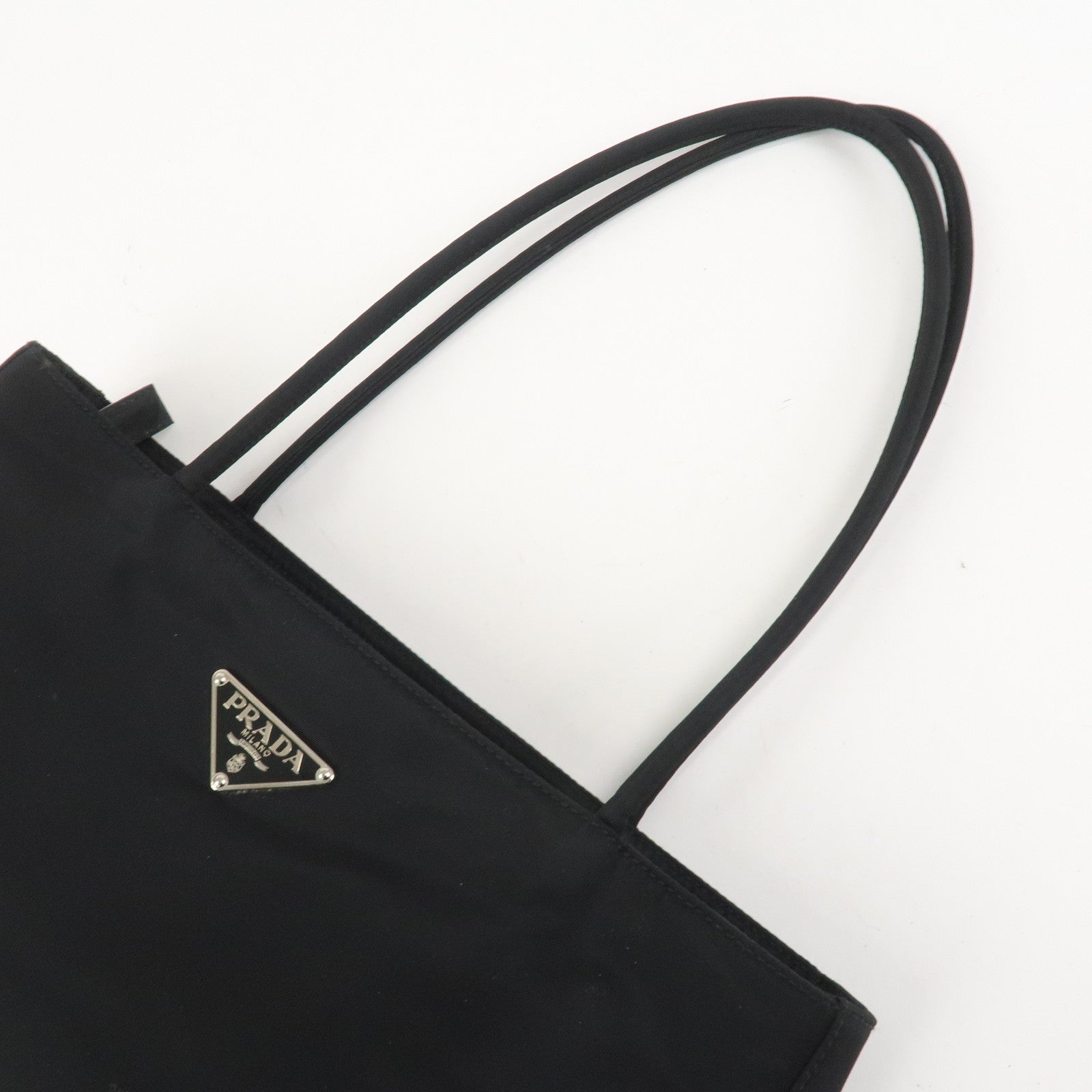 PRADA Triangle Logo Nylon Tote Bag Shoulder Bag Black