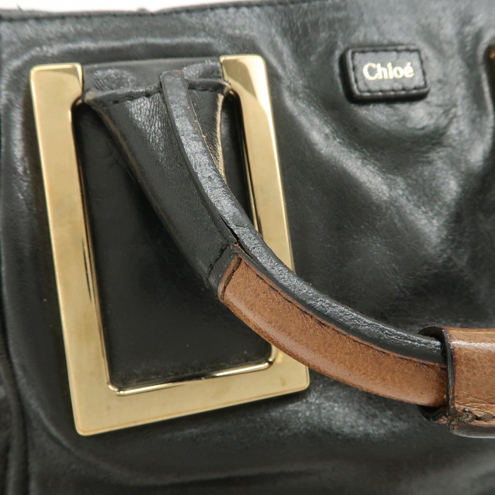 Chloe ETHEL Leather 2Way Hand Bag Shoulder Bag Crossbody Bag Black