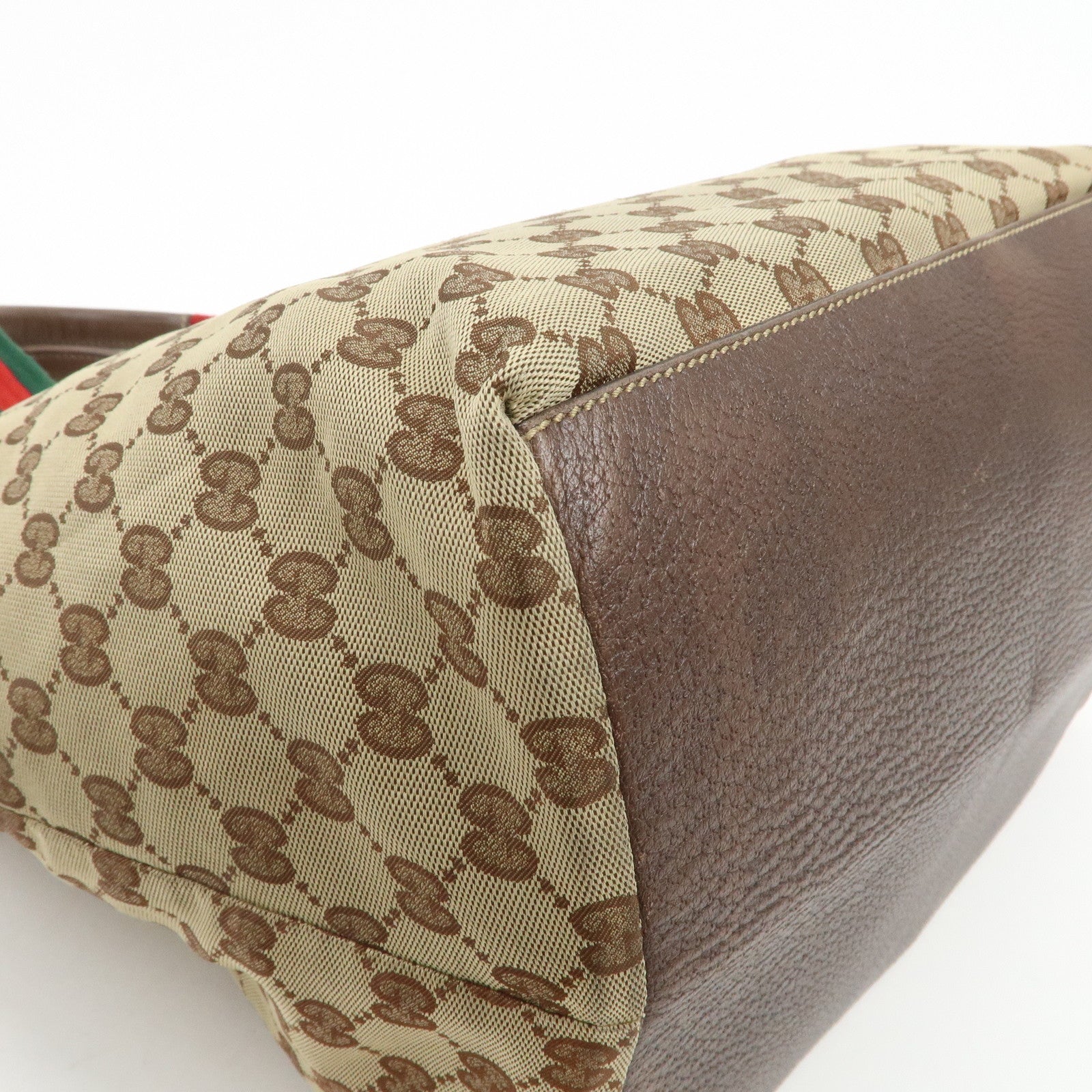 GUCCI Sherry GG Canvas Leather Tote Bag Shoulder Bag Brown 131231