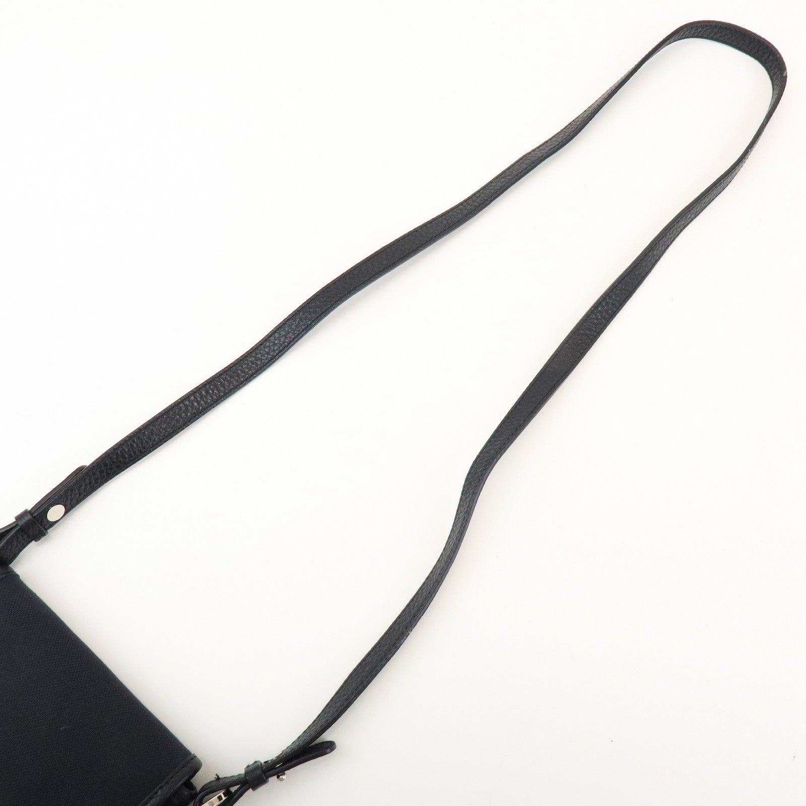 BVLGARI Canvas Leather Shoulder Bag Crossbody Bag Black