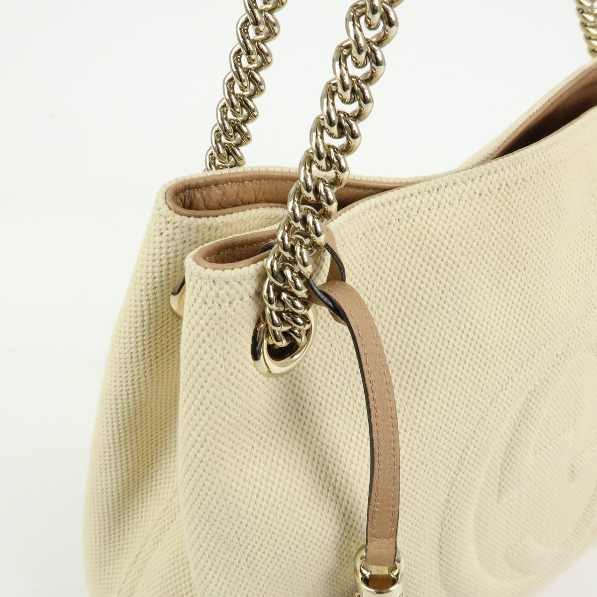 GUCCI SOHO Interlocking G Canvas Leather Chain Shoulder Bag 308982