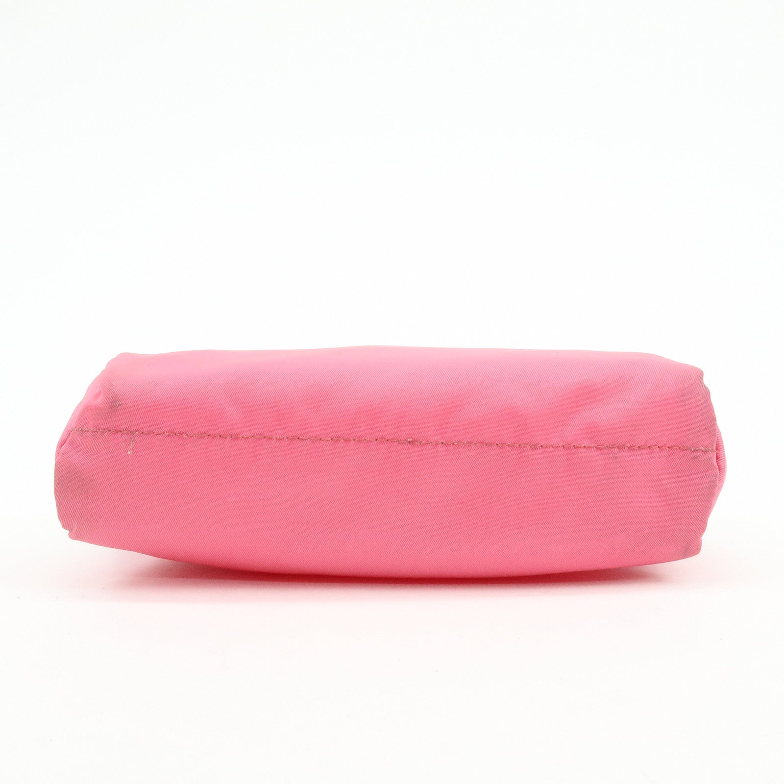 PRADA Triangle Logo Nylon Leather Cosmetic Pouch Pink 1NA021