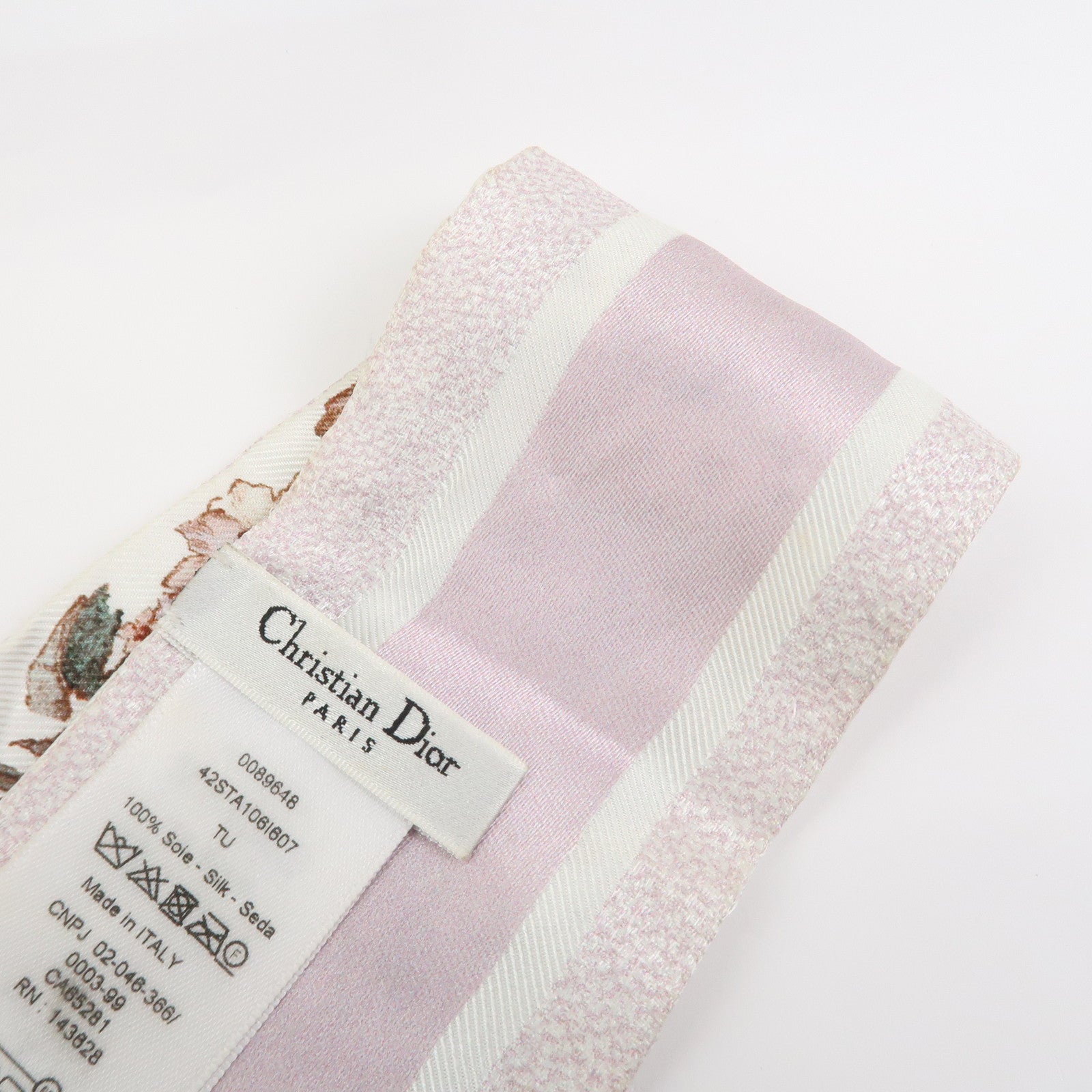 Christian Dior Mitzah Silk 100% Scarf Botanical Ivory Pink