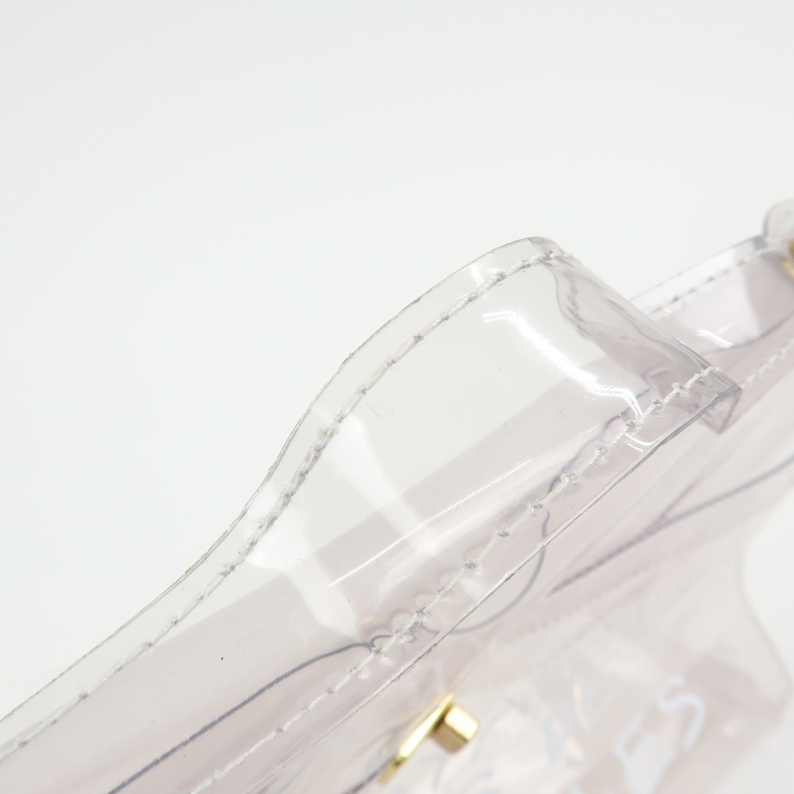 HERMES Vinyl Kelly Hand Bag Clear White