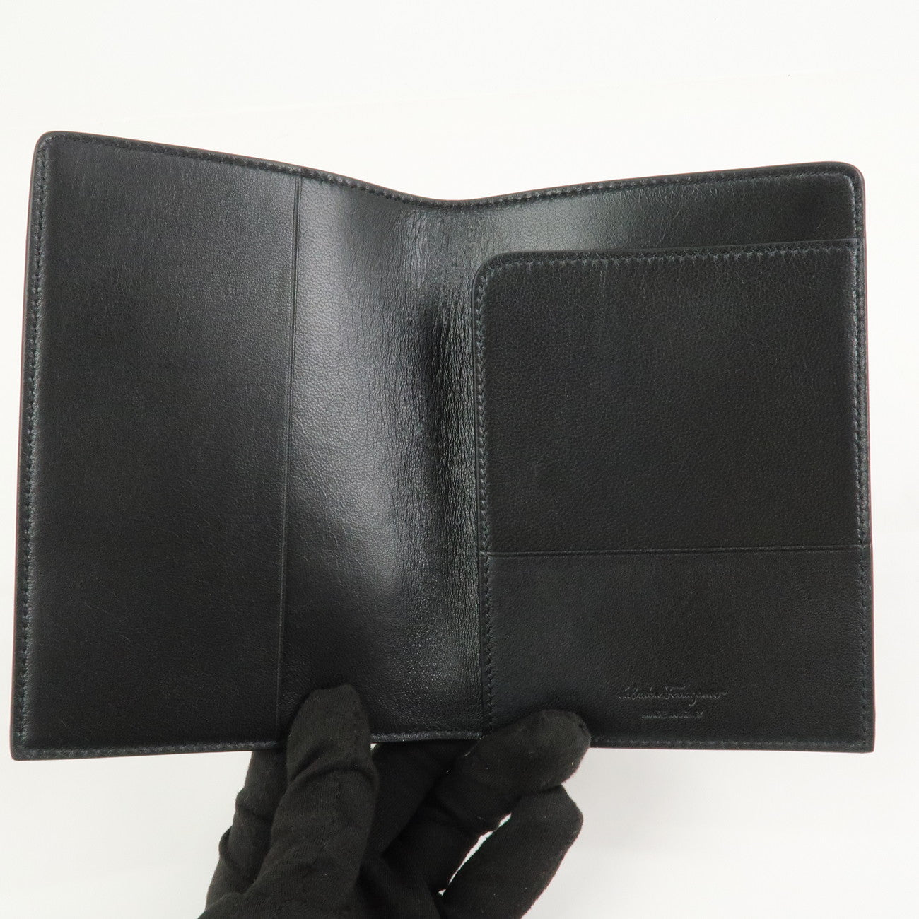 Ferragamo Logo Leather Agenda Planner Cover Black