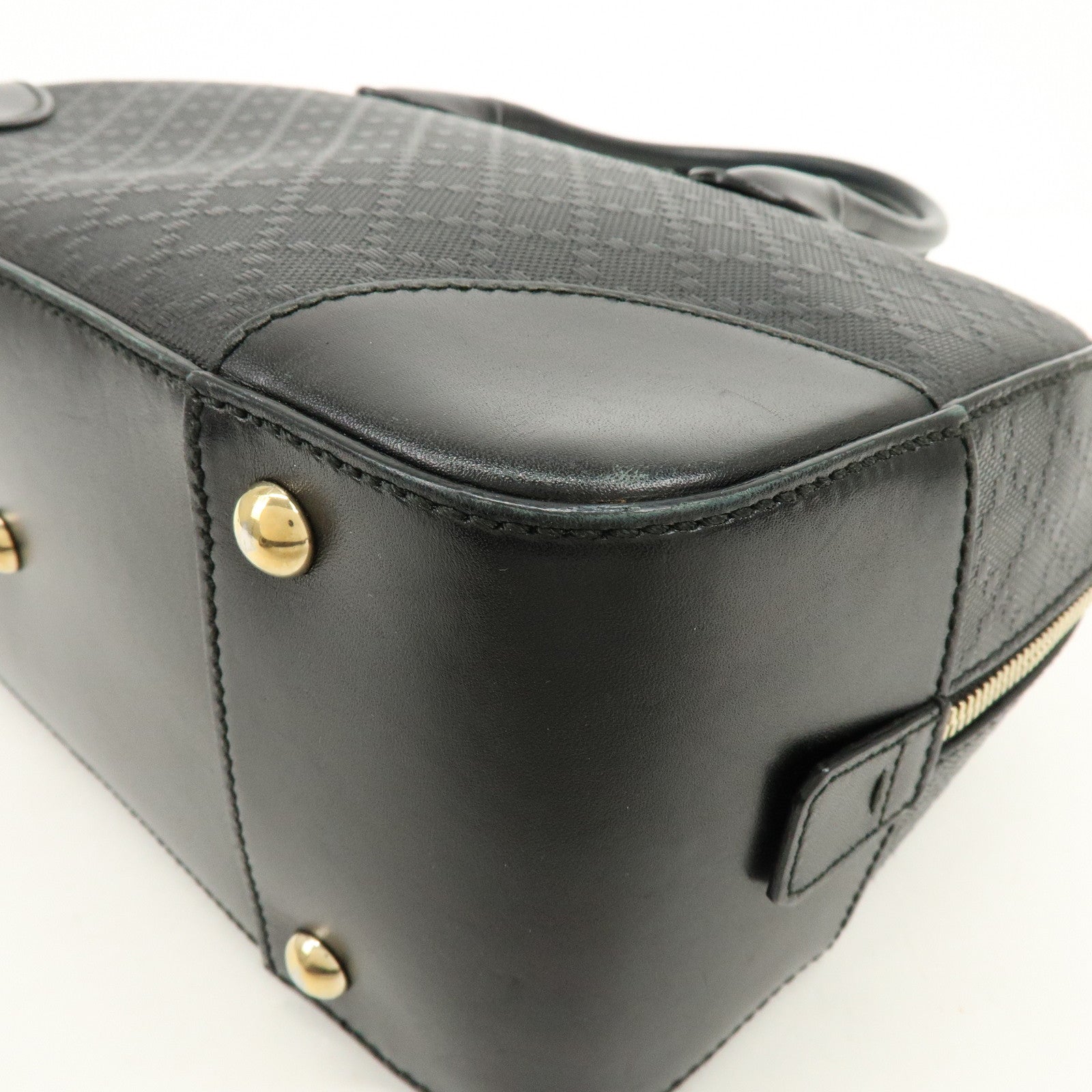 GUCCI Diamante Leather 2Way Bag Hand Bag Shoulder Bag Black 354224