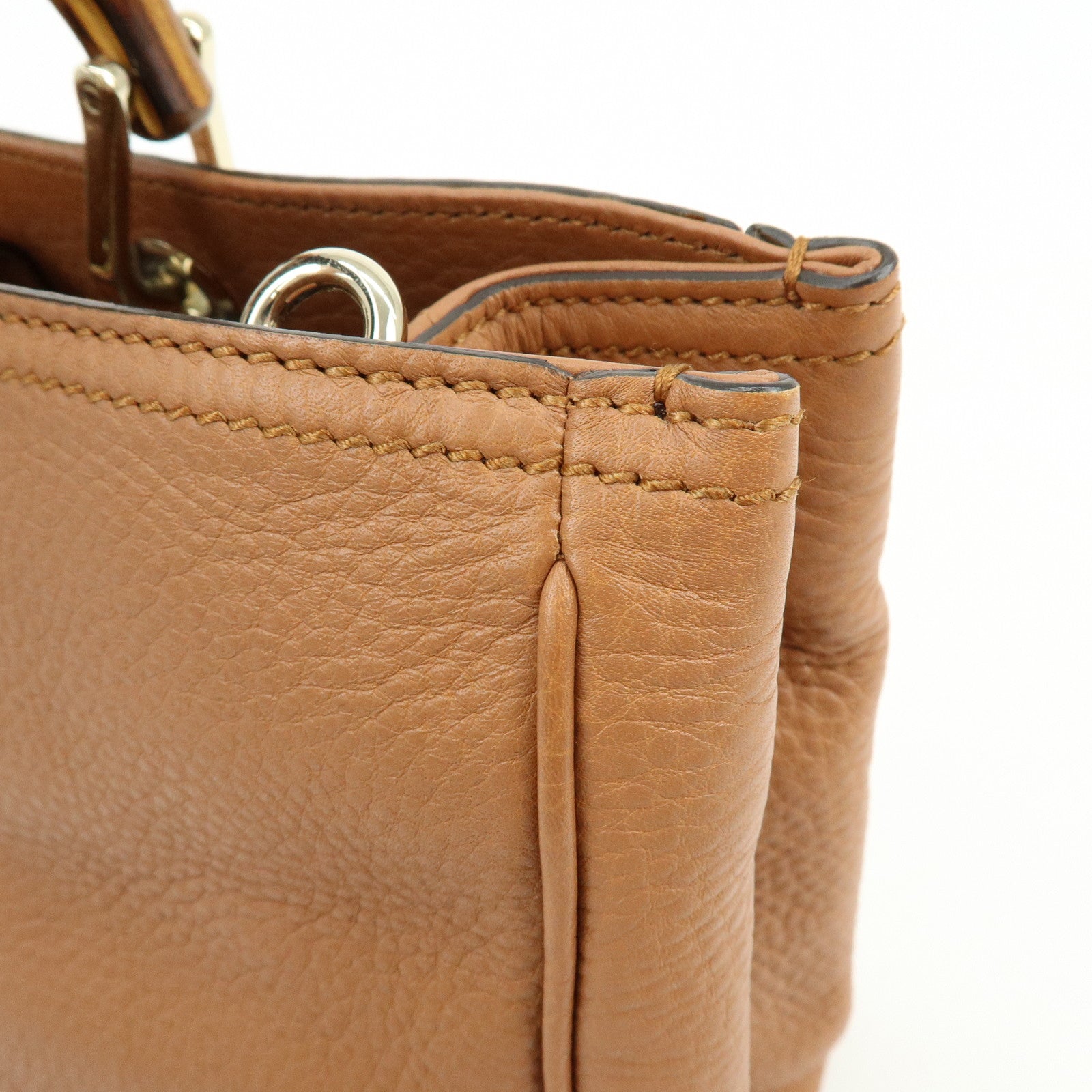 GUCCI Bamboo Shopper Medium 2Way Bag Shoulder Bag Brown 323660