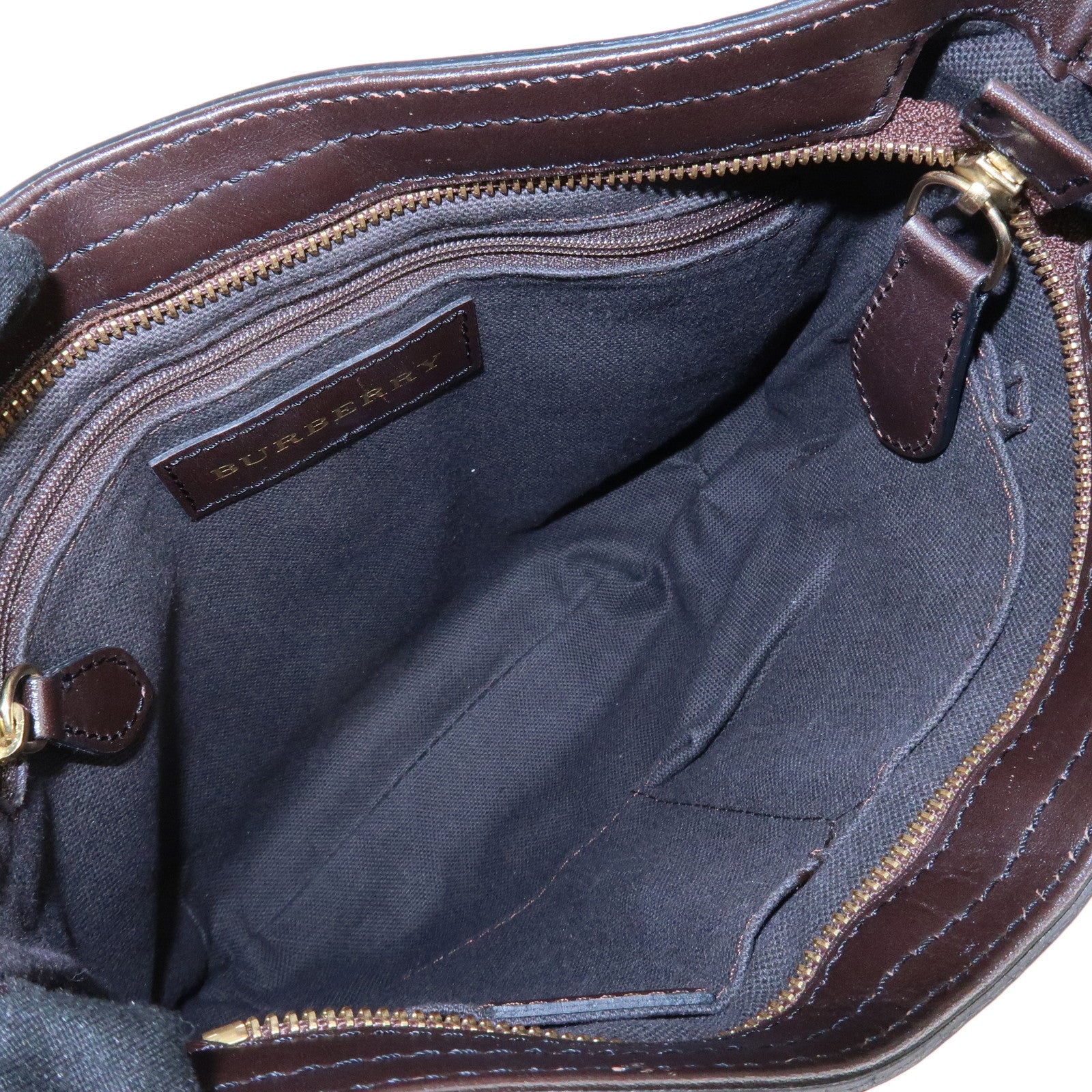 BURBERRY Nova Plaid PVC Leather Shoulder Bag Beige Brown Used