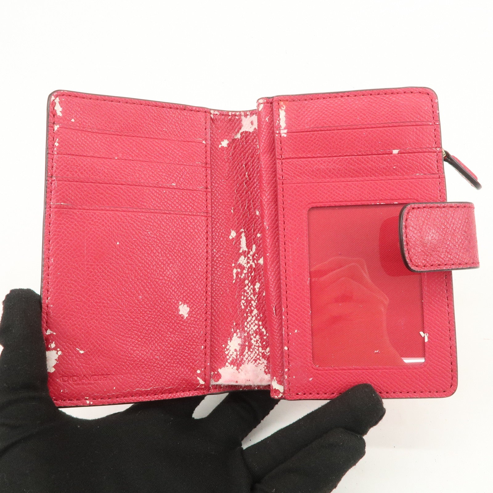 COACH Set of 5 Signature PVC Leather Compact Wallets Brown Red