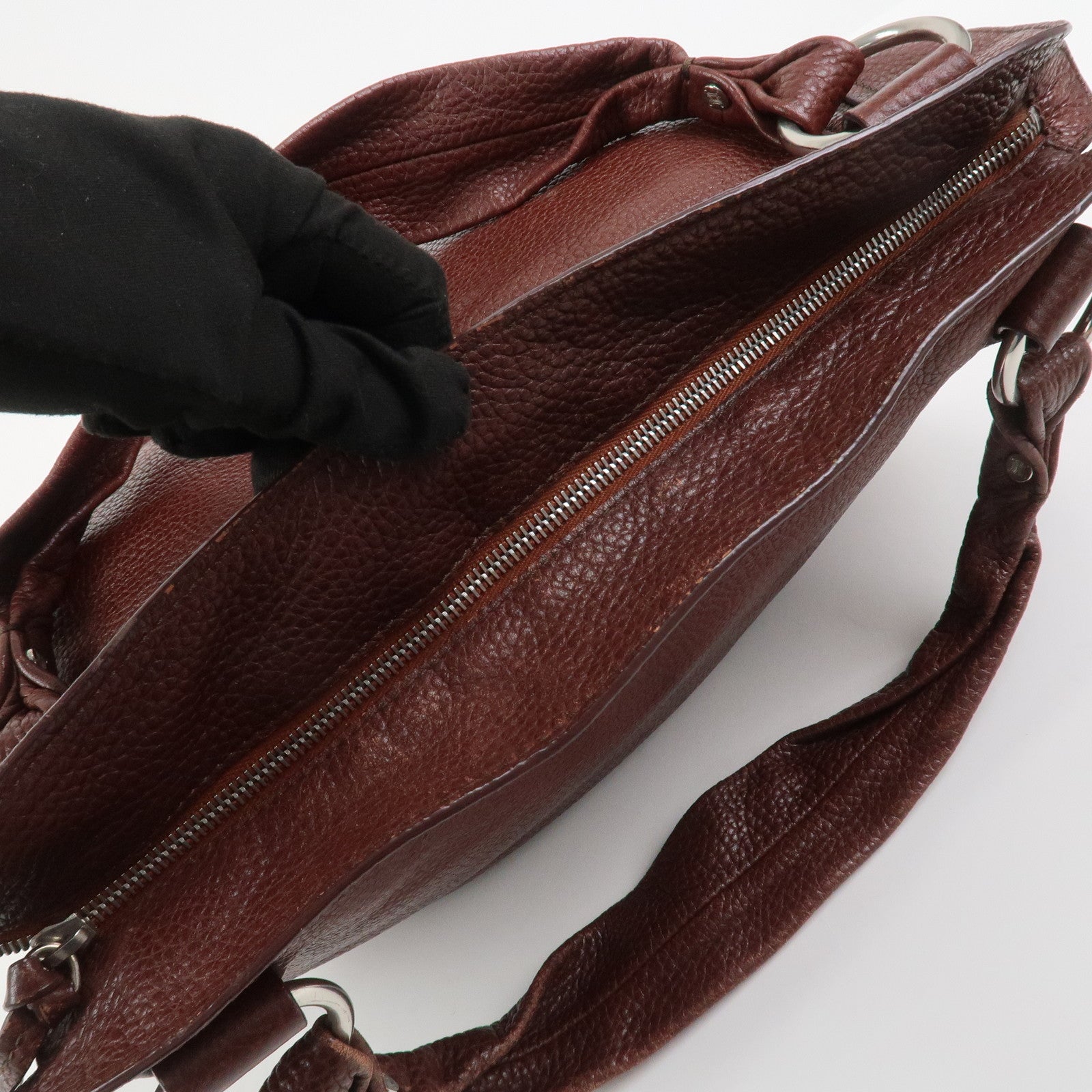 CELINE Bittersweet Leather Shoulder Bag Hand Bag Tote Bag Brown