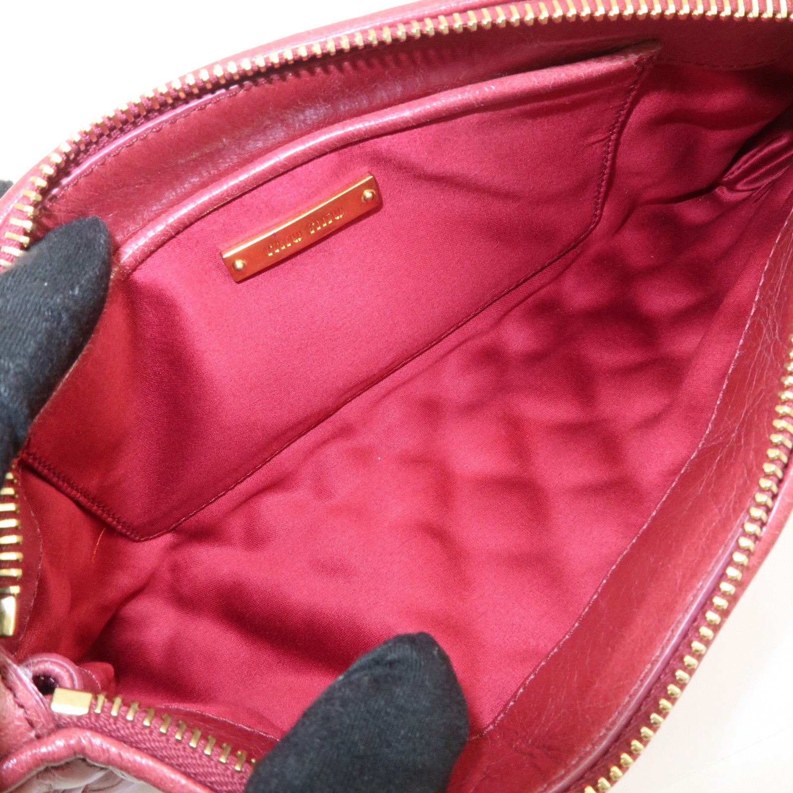 MIU MIU Matelasse Leather MI Clutch Bag Pink 5N1455