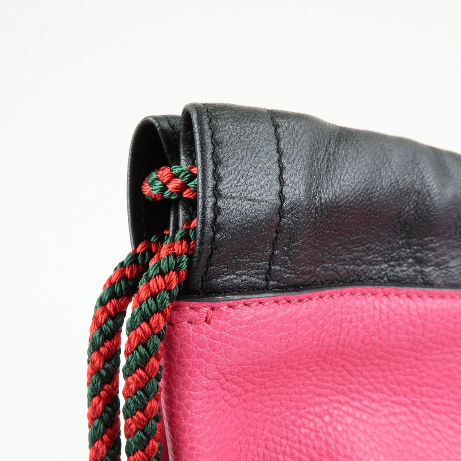 GUCCI Sherry Leather Hand Bag Draw String Backpack Pink 316639
