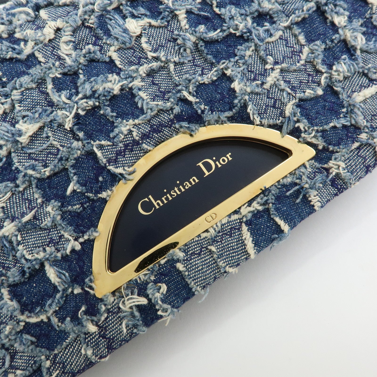 Christian Dior Maris Pearl Denim Patent Leather Shoulder Hand Bag