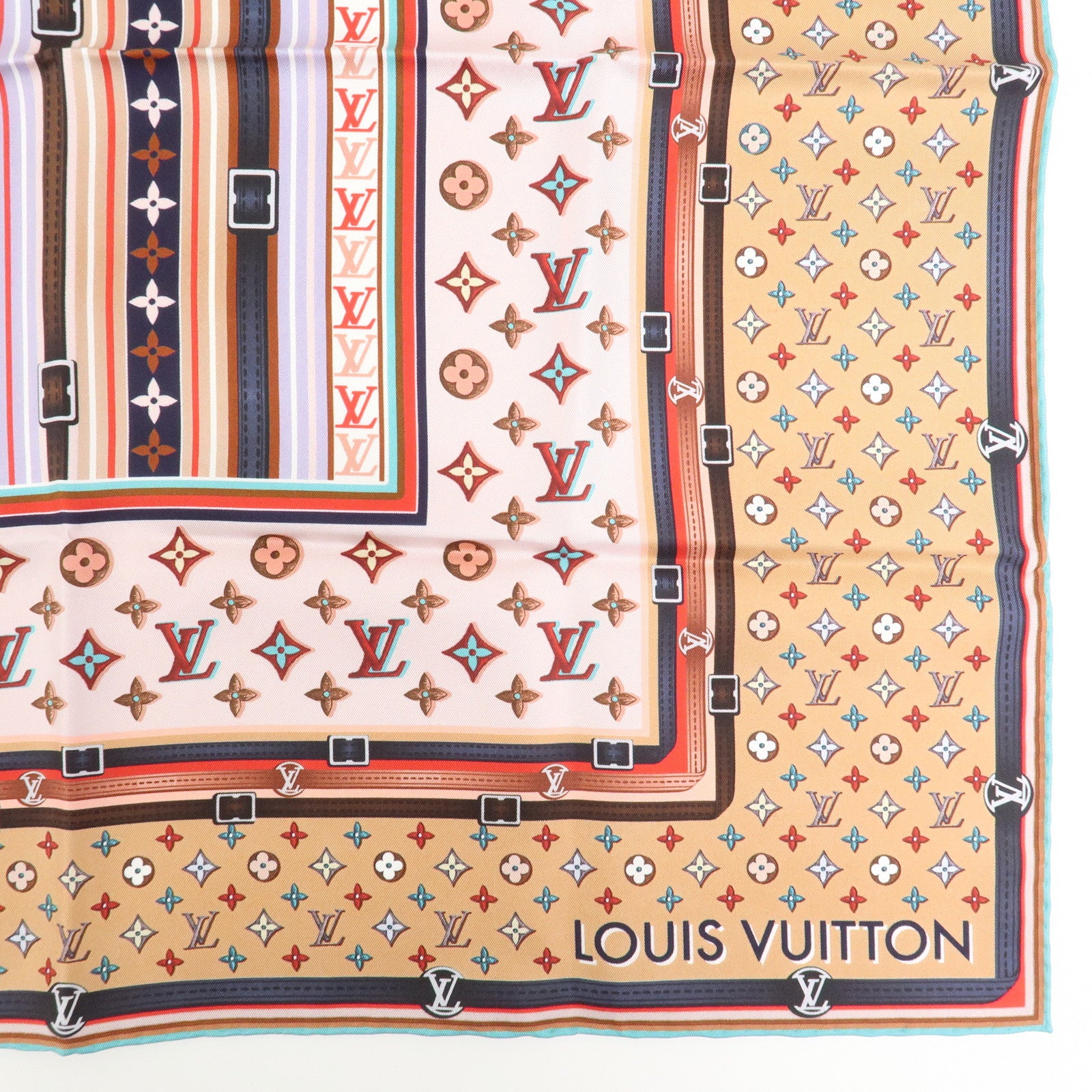 Louis Vuitton Monogram Carre 70 Silk 100% Belt Print Scarf MM77341