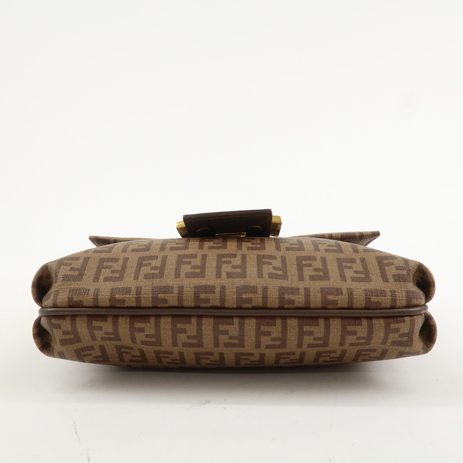 FENDI Zucchino Leather PVC Shoulder Bag Crossbody Bag Brown 8BT075