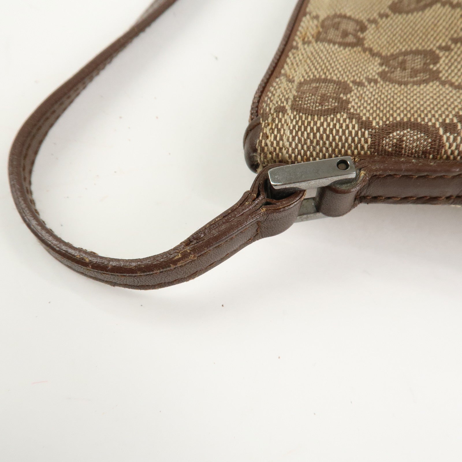 GUCCI Boat Bag GG Canvas Leather Hand Bag Brown 07198