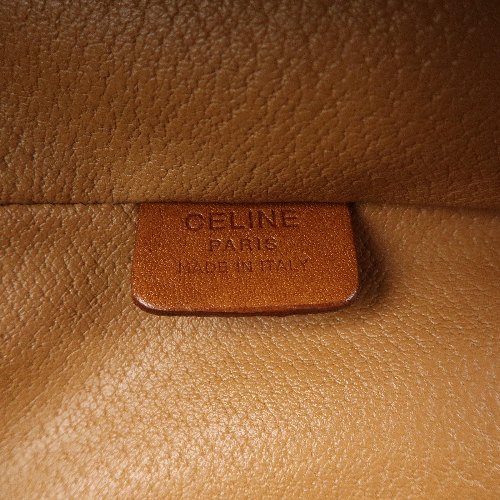 CELINE Macadam PVC Leather Vanity Hand Bag Makeup Bag Brown