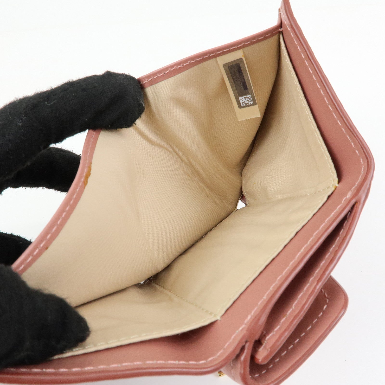 Chloe Aby Lock Leather Compact Trifold Wallet Pink