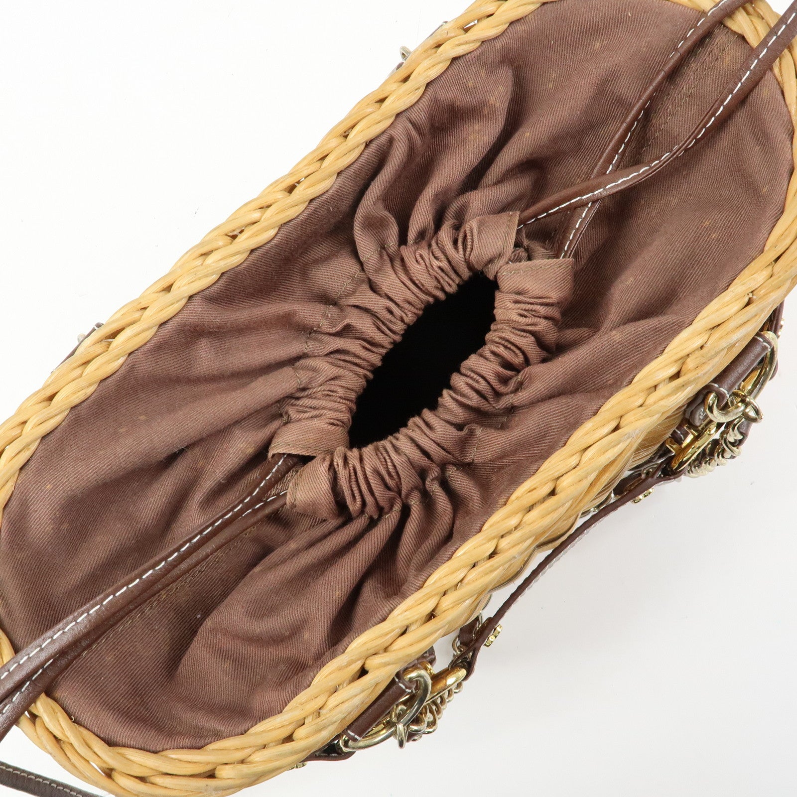 COACH Harley Set of 4 Leather Suede Rattan Shoulder Bag Brown Beige