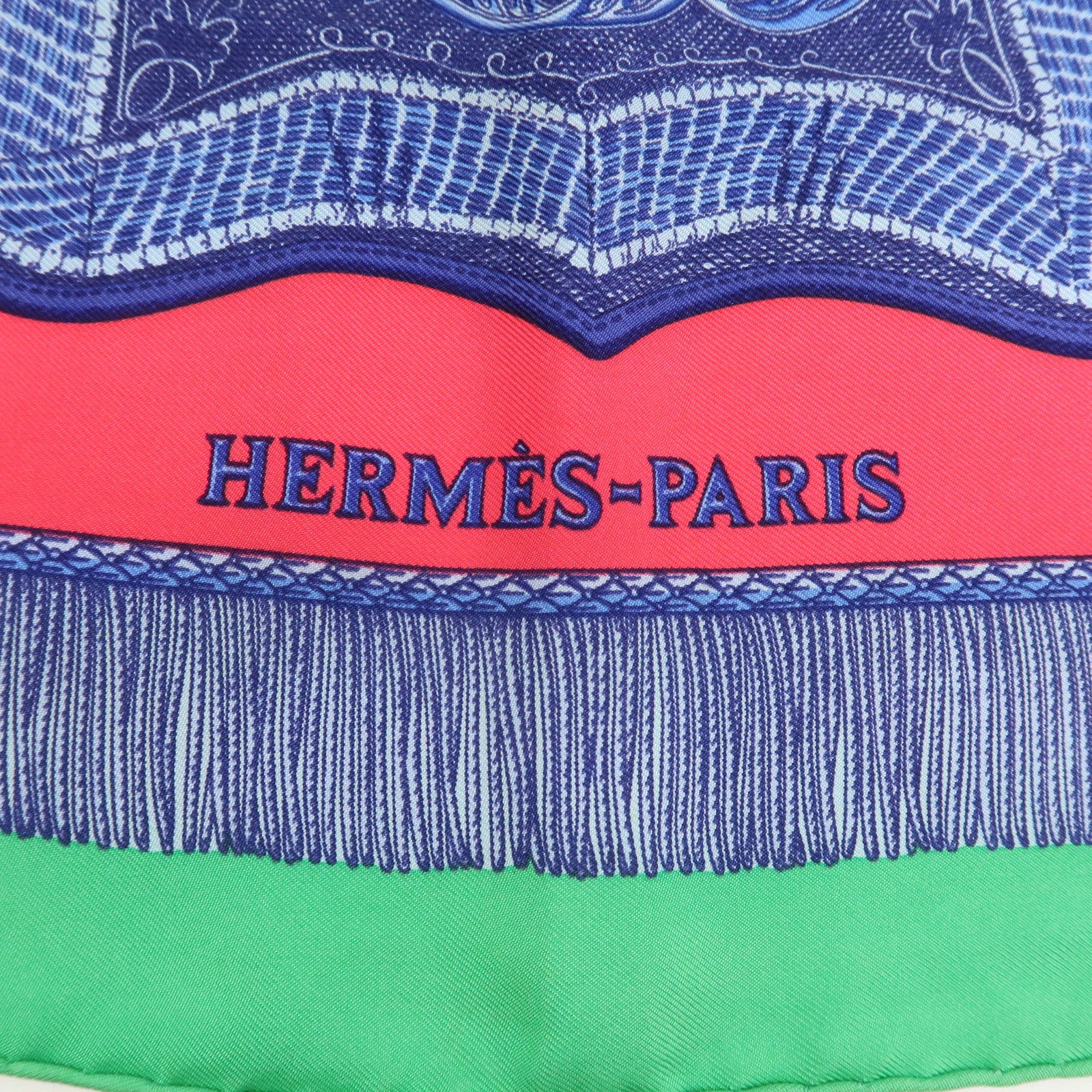 HERMES Carre 90 Silk 100% Scarf Poste et Cavalerie Green Red Blue