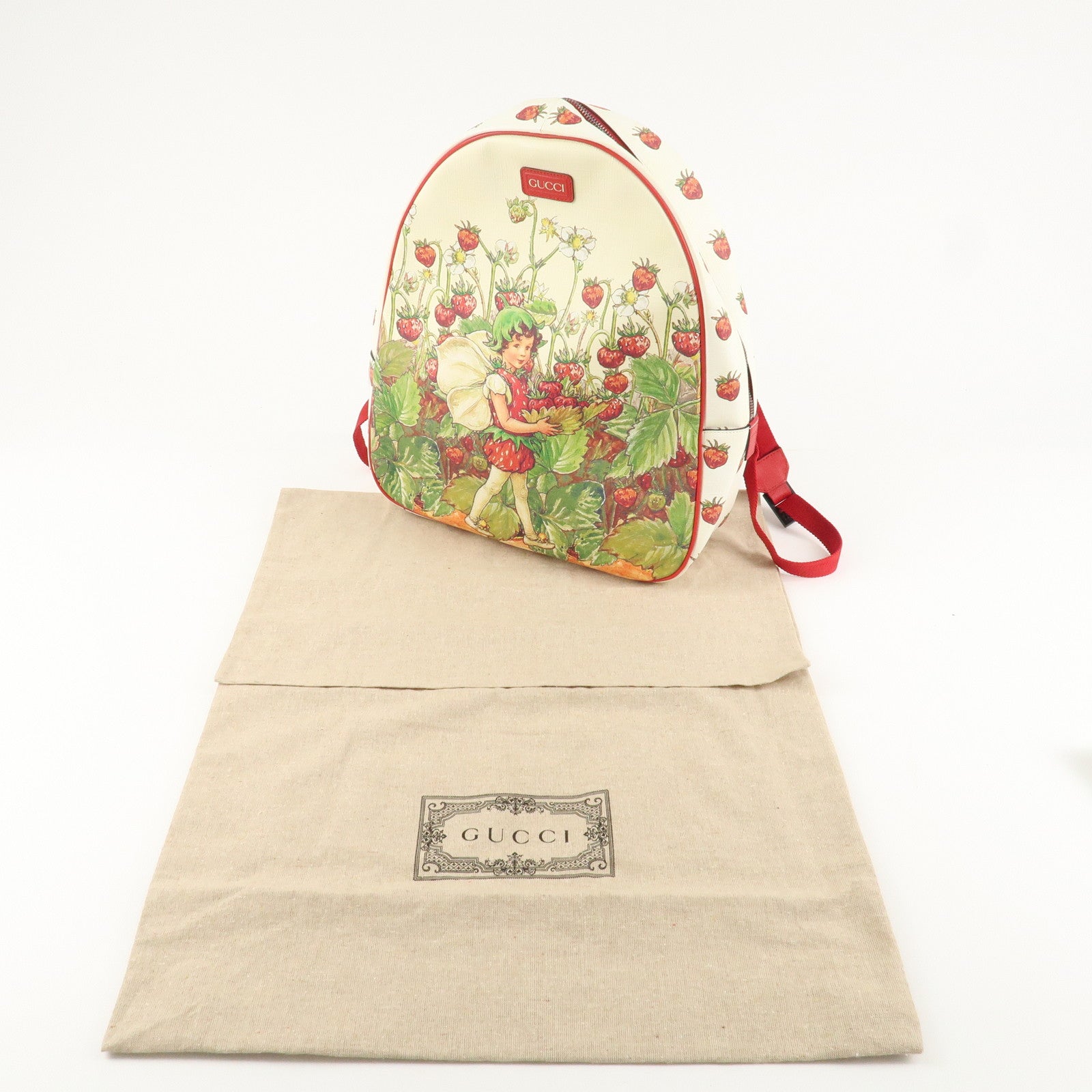 GUCCI Children's PVC Leather Back Pack Beige Red 433578 Used