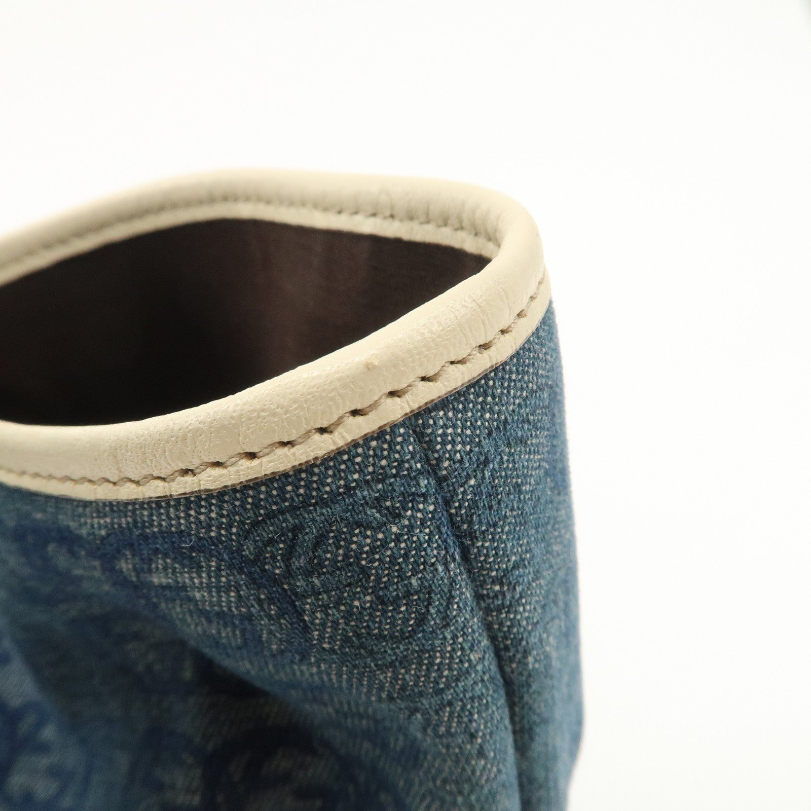 GUCCI Interlocking G Denim Leather Tote Bag Shoulder Bag Blue 257245 Used