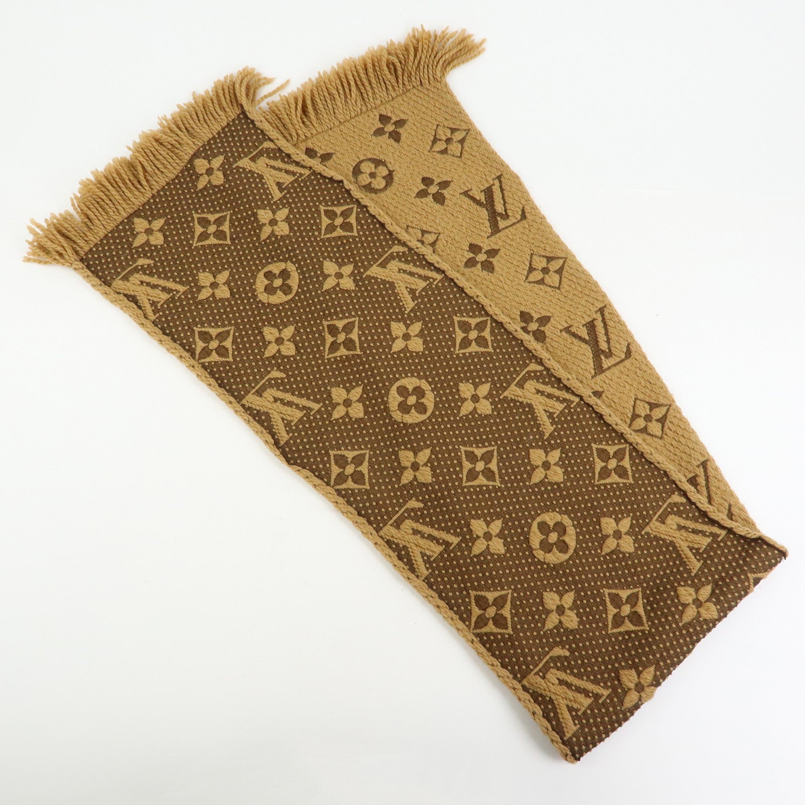Louis Vuitton Monogram Echarpe Logomania Wool Scarf Camel 413287