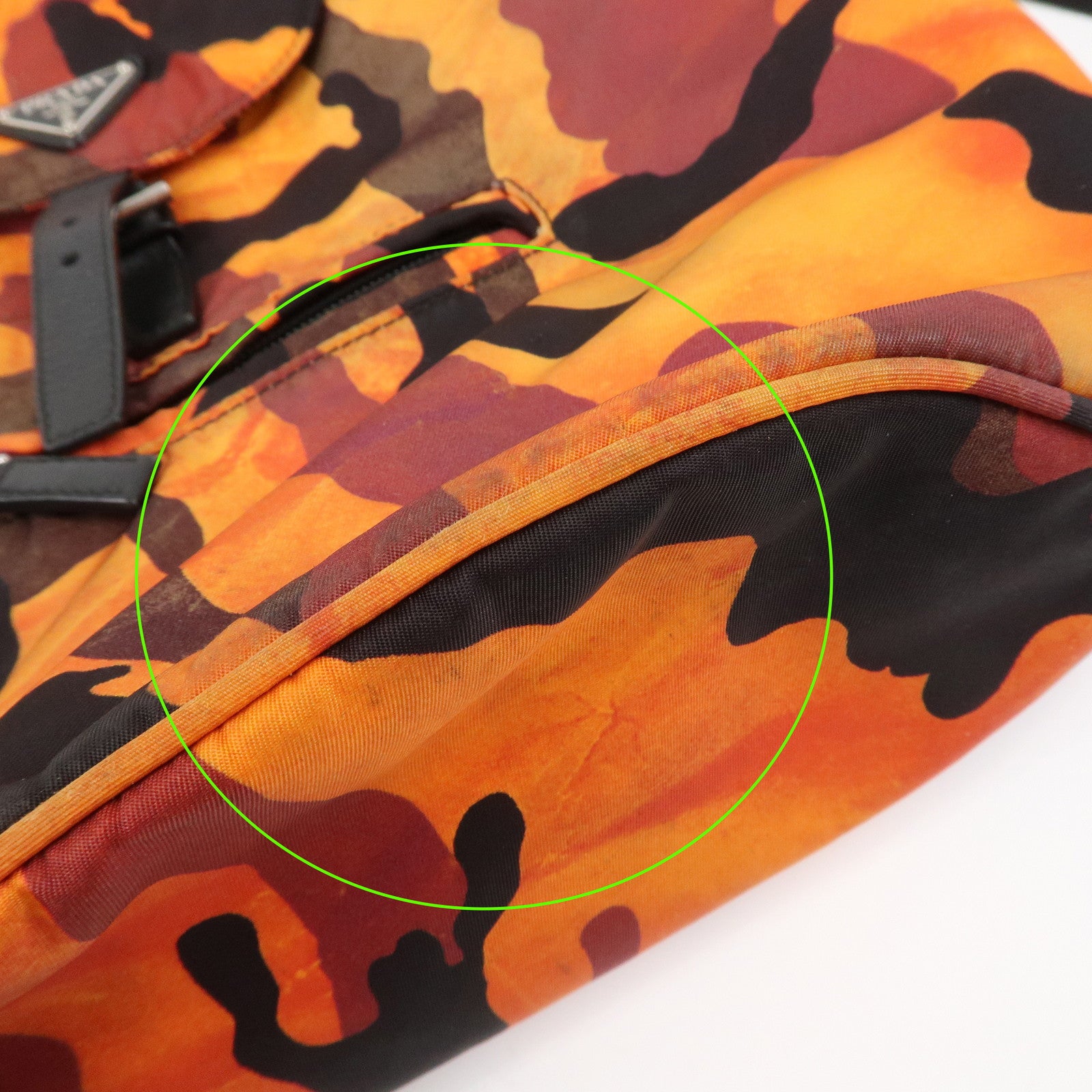 PRADA Triangle Logo Nylon Leather Backpack Camouflage OrangeBZ0032