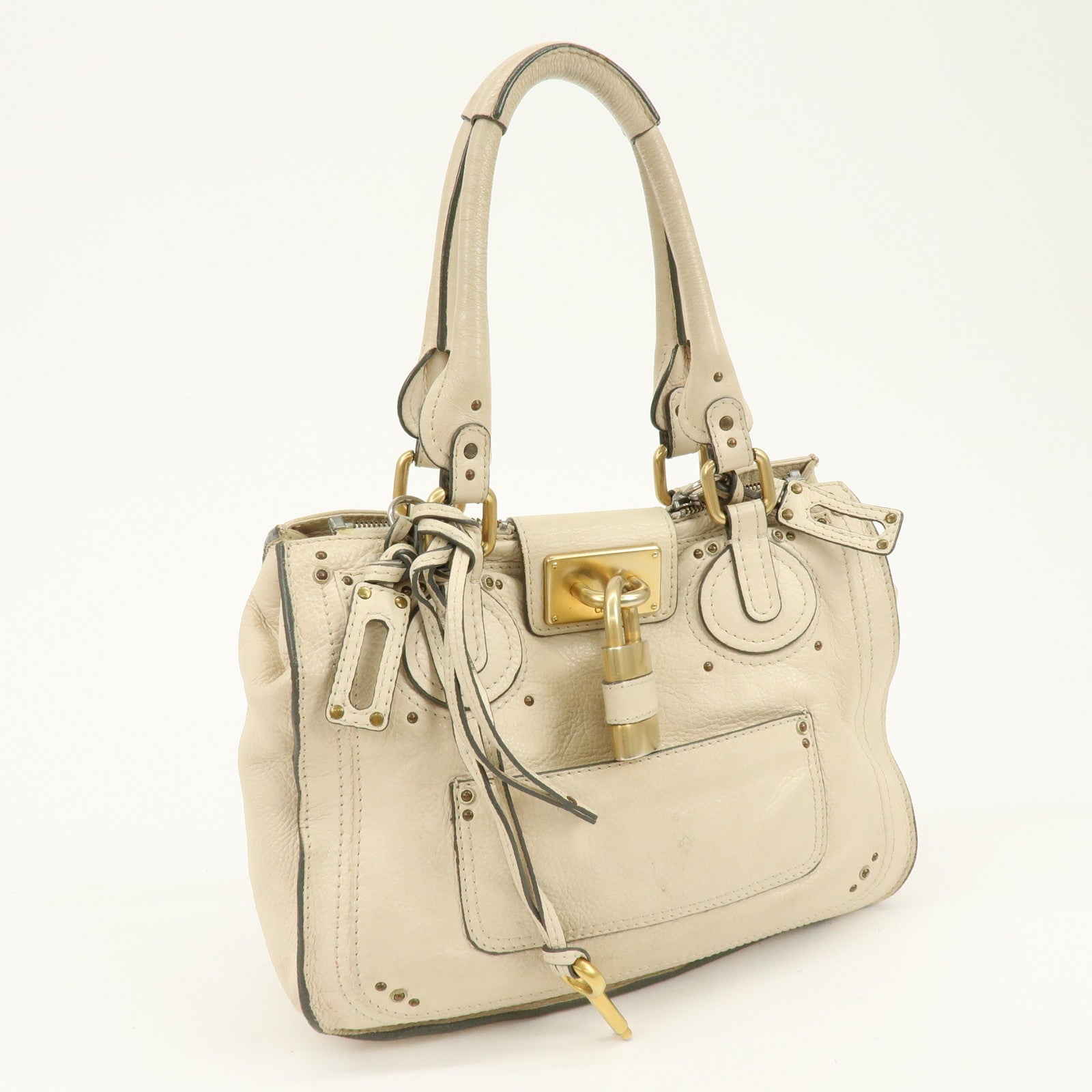 Chloe Paddington Leather Tote Bag Hand Bag White