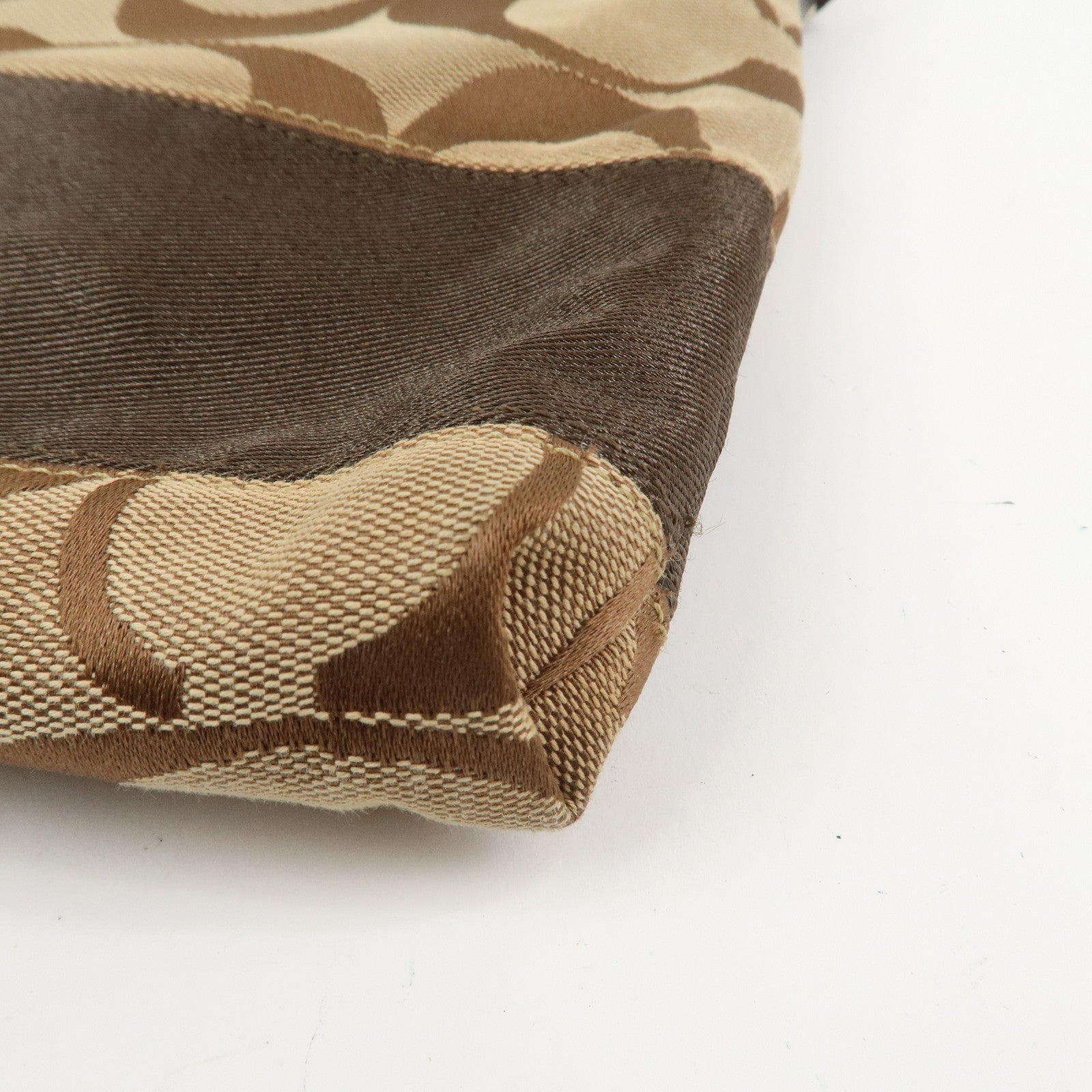 COACH Signature Canvas Leather Shoulder Crossbody Bag Beige Brown