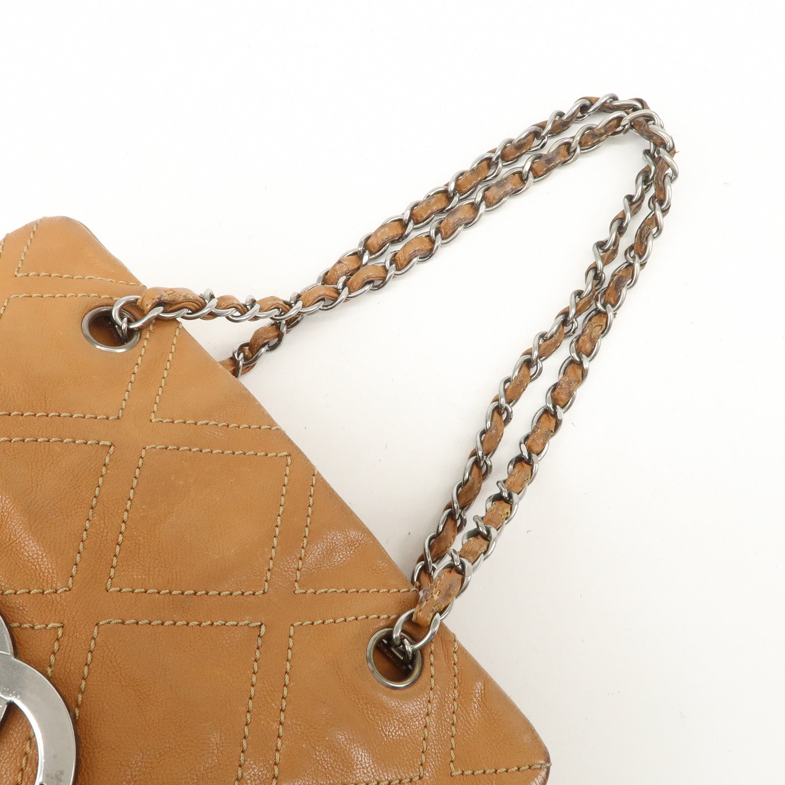 CHANEL COCO Mark Calf Leather Chain Shoulder Bag Hand Bag Brown